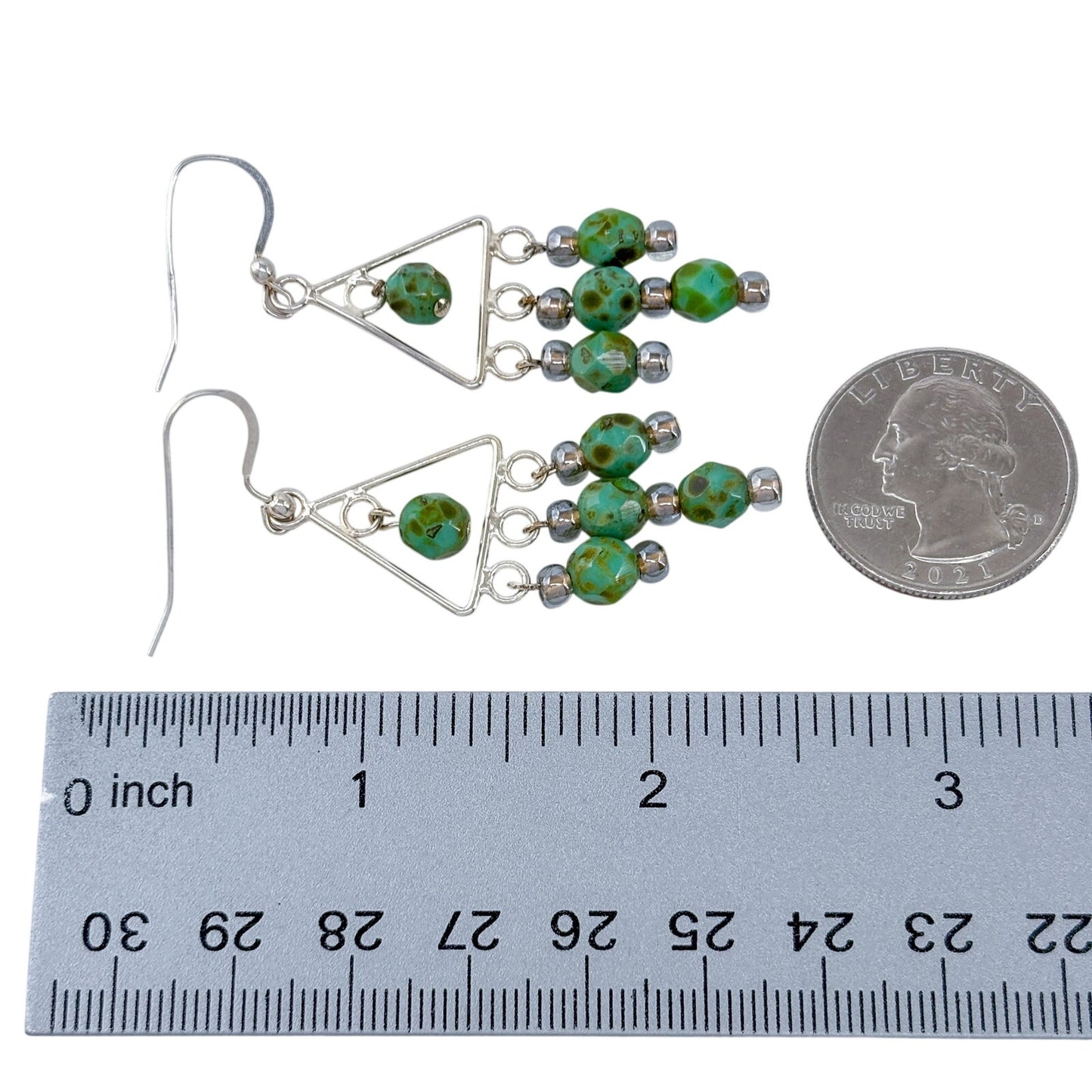 Estate Sterling Silver 925 Turquoise Chandelier Dangle Earrings