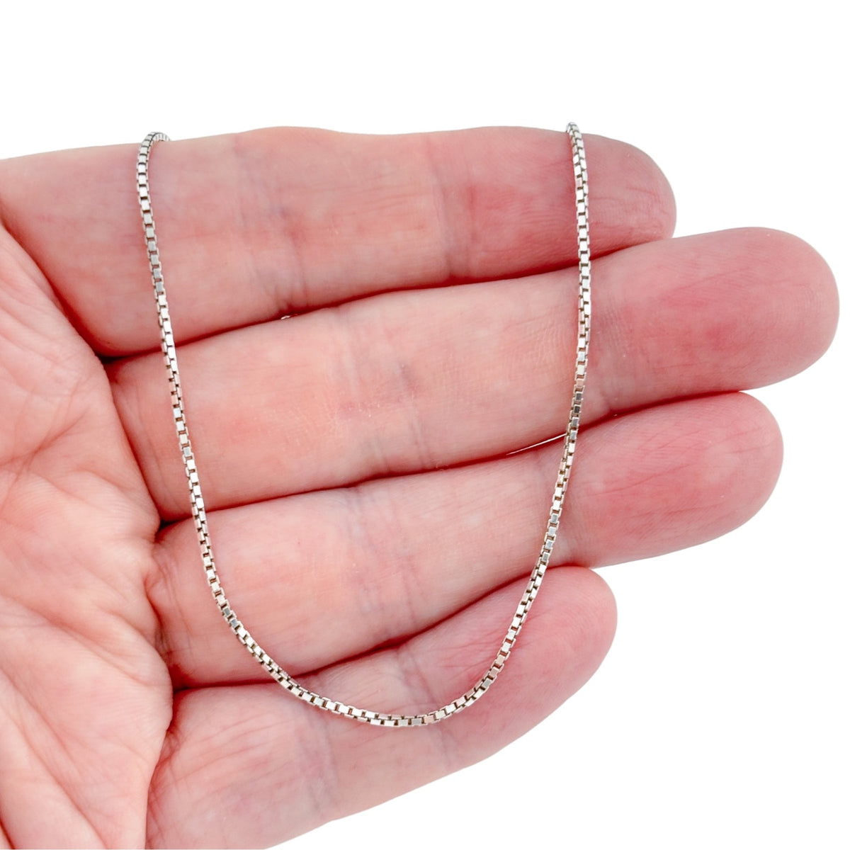 Vintage Italy Sterling Silver 925 Box Chain Necklace 18"
