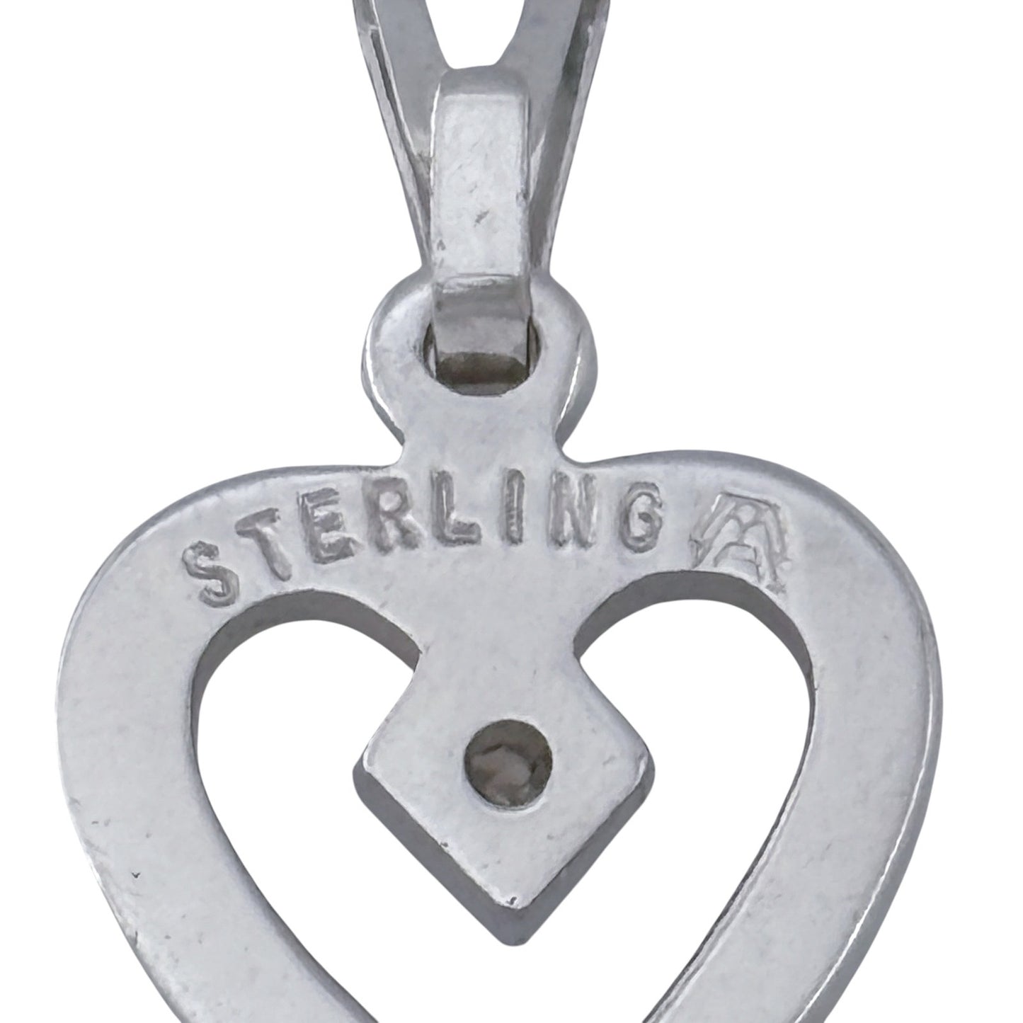 Vintage Sterling Silver 925 Diamond Heart Pendant
