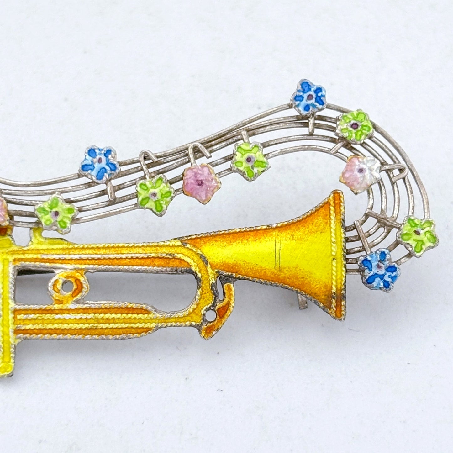 Vintage Sterling Silver 925 Trumpet Music Brooch