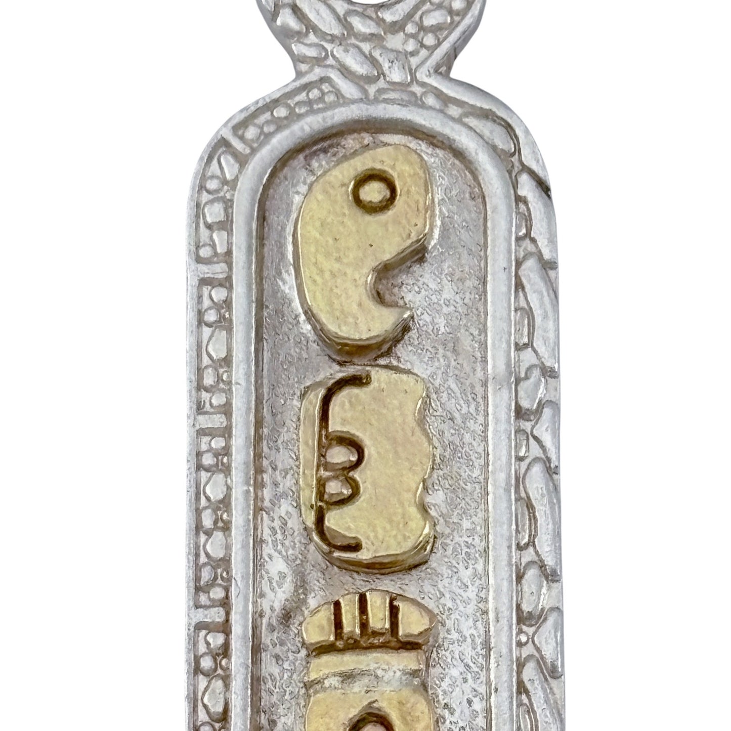Vintage Mexican El Tigro 14K Gold Sterling Silver 925 Mayan Glyph Pendant