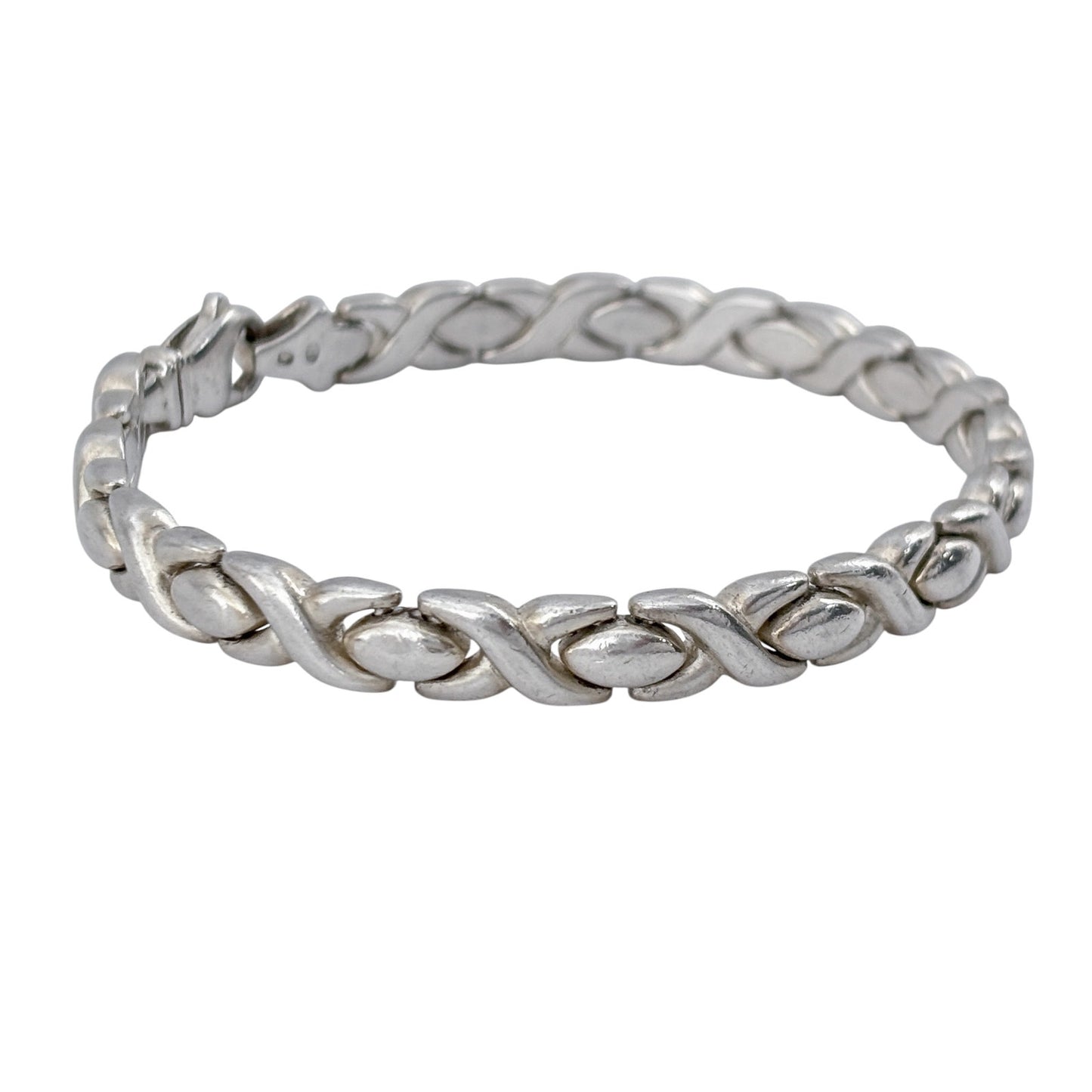 Vintage Sterling Silver 925 XO Link Bracelet 7.5"