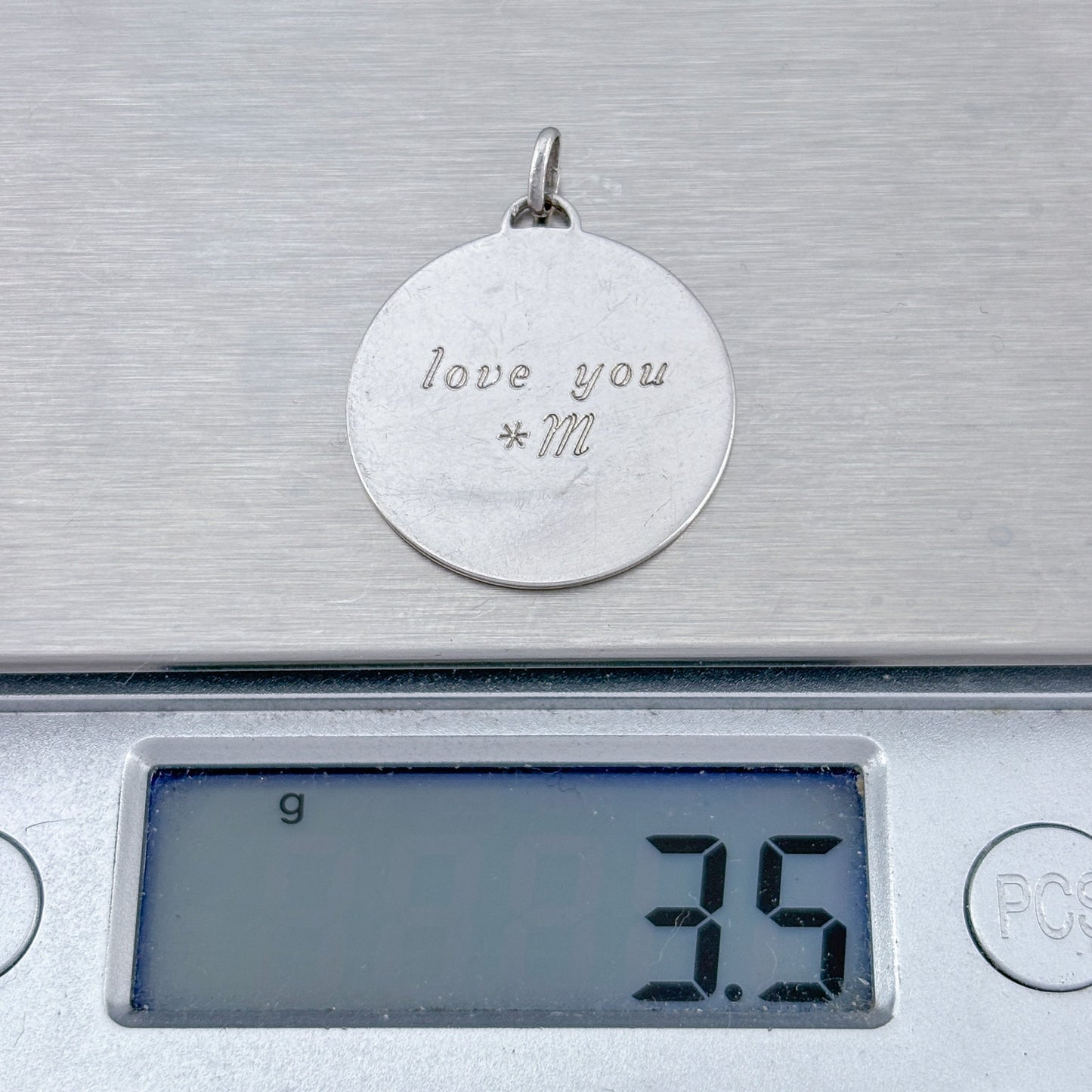 Vintage Sterling Silver 925 Love You Engraved Pendant