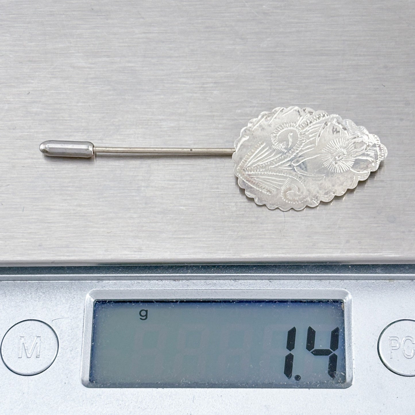 Vintage Sterling Silver 925 Floral Stick Pin