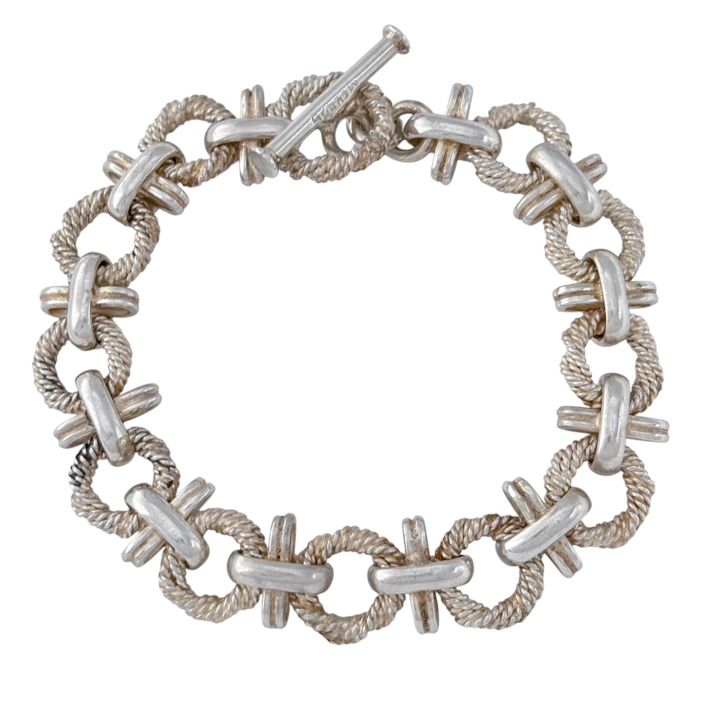Vintage Mexico Sterling Silver 925 Rope Link Bracelet 8"