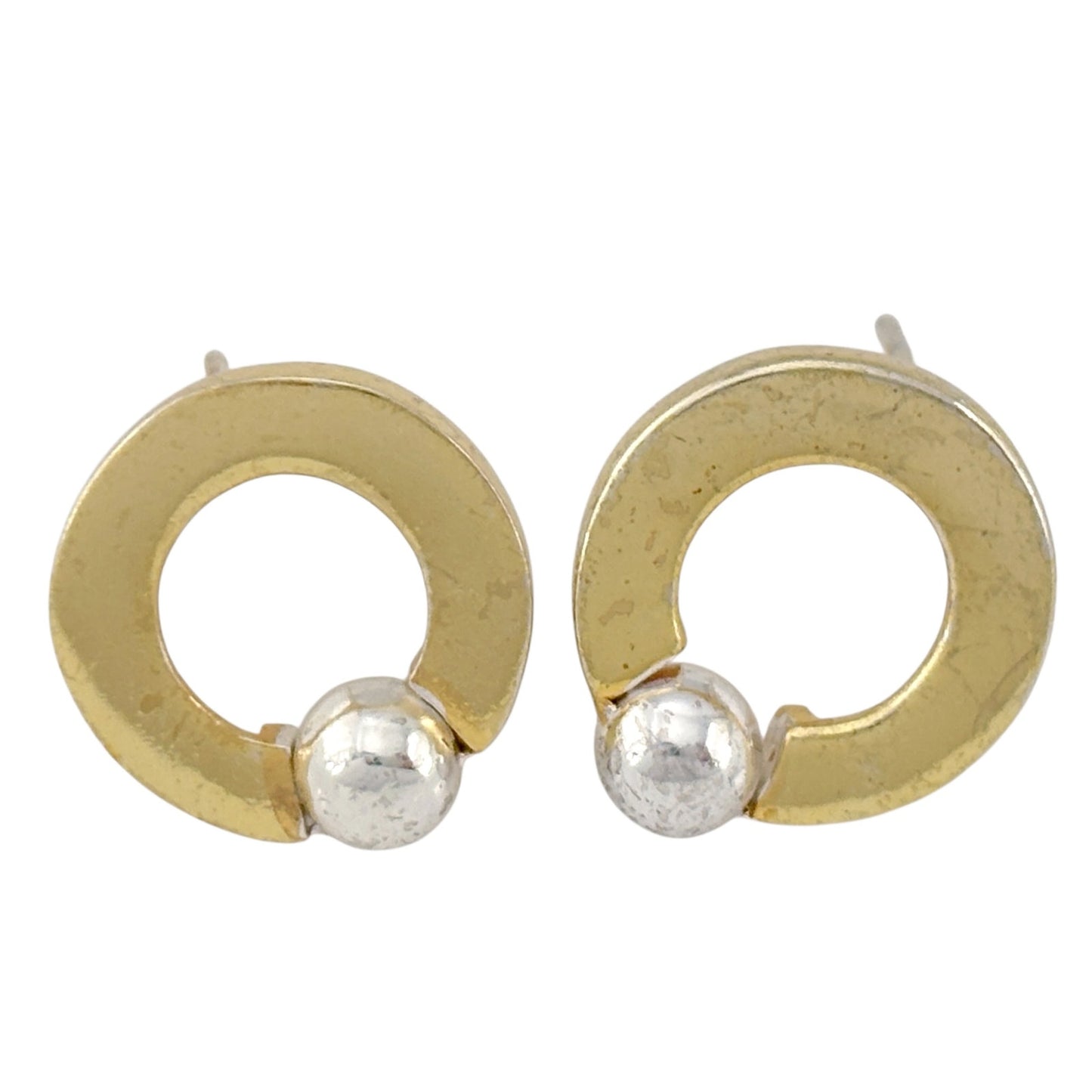Vintage Sterling Silver 925 Two Tone Hoop Earrings