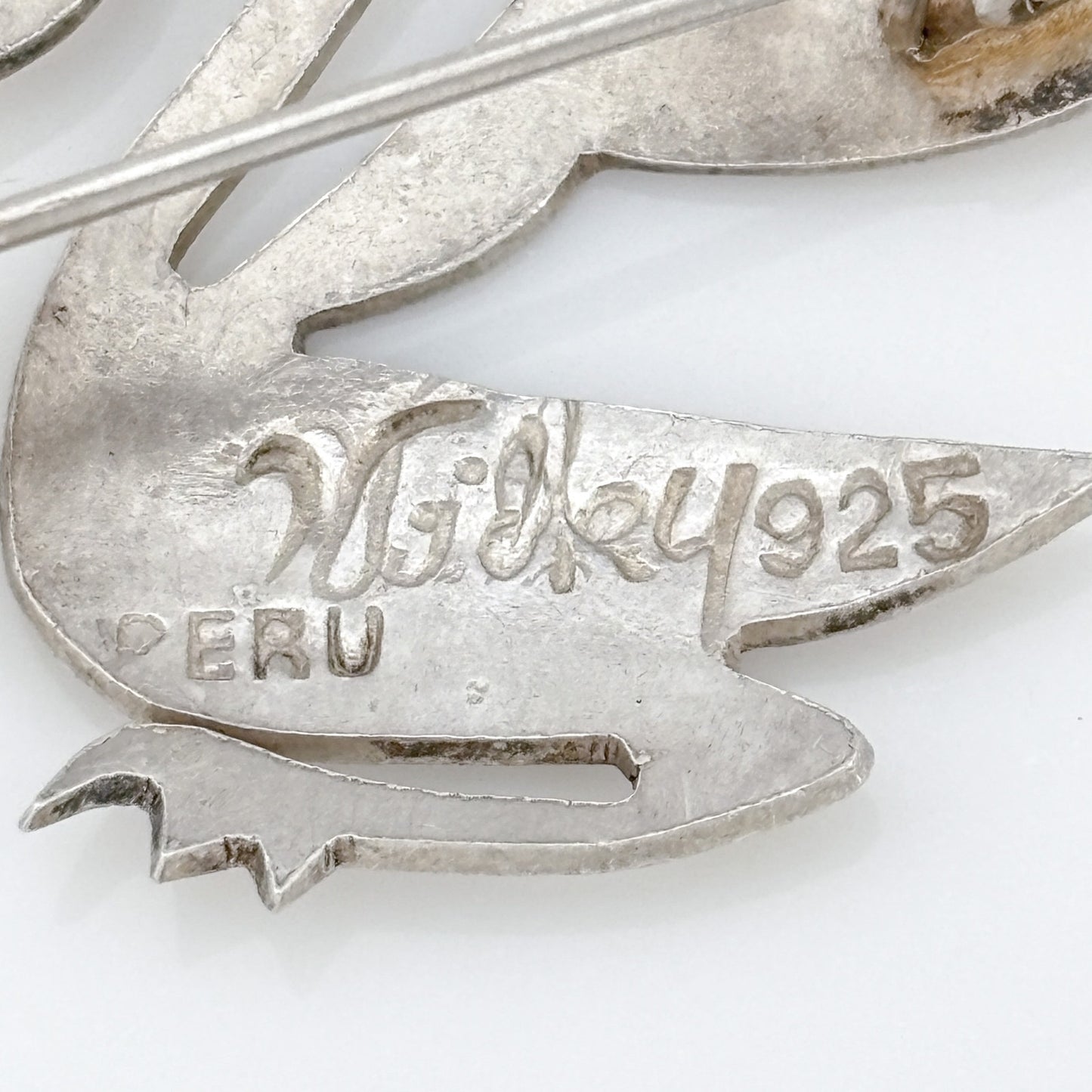 Vintage Sterling Silver 925 Peru Pelican Brooch