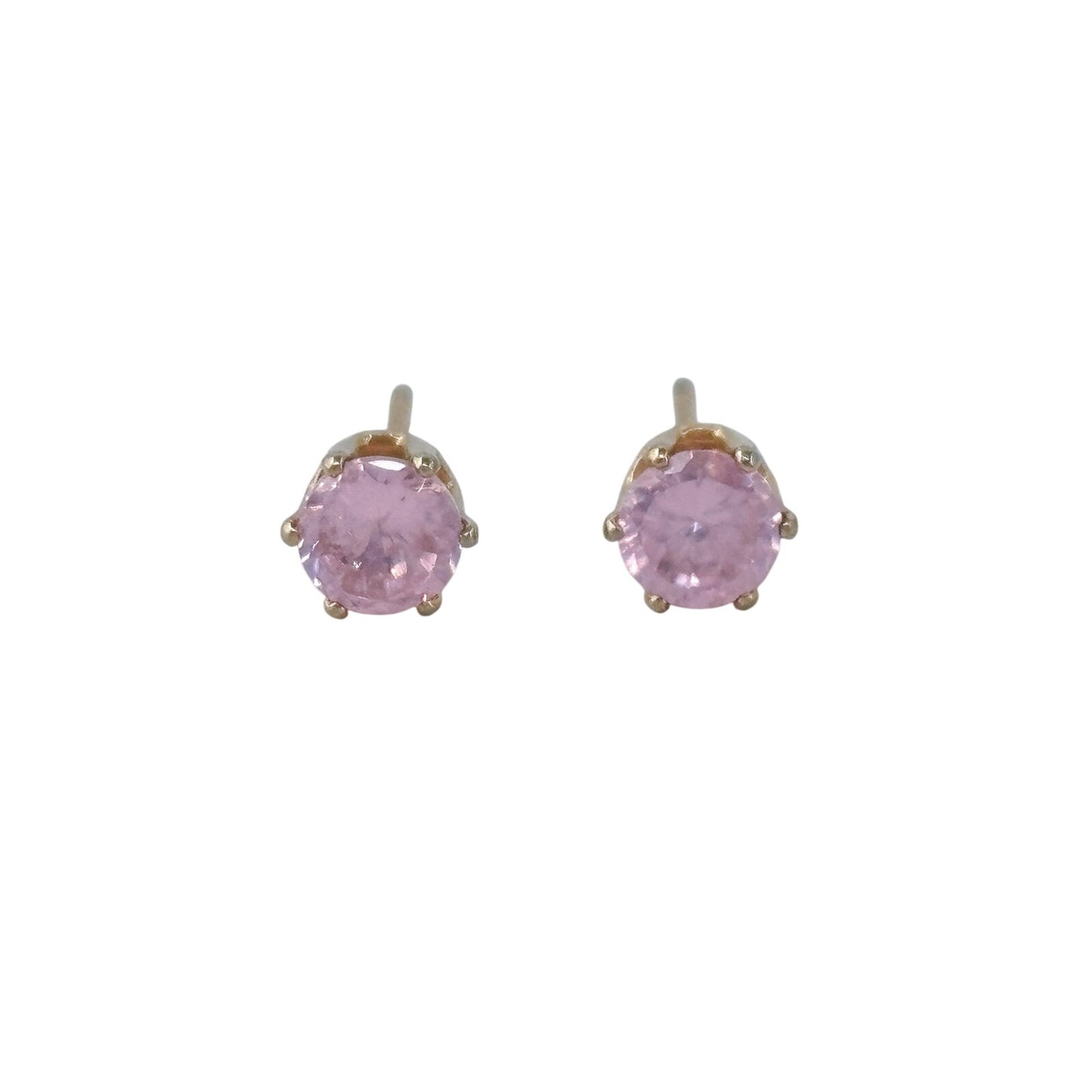 Vintage Sterling Silver 925 Pink Cubic Zirconia Stud Earrings