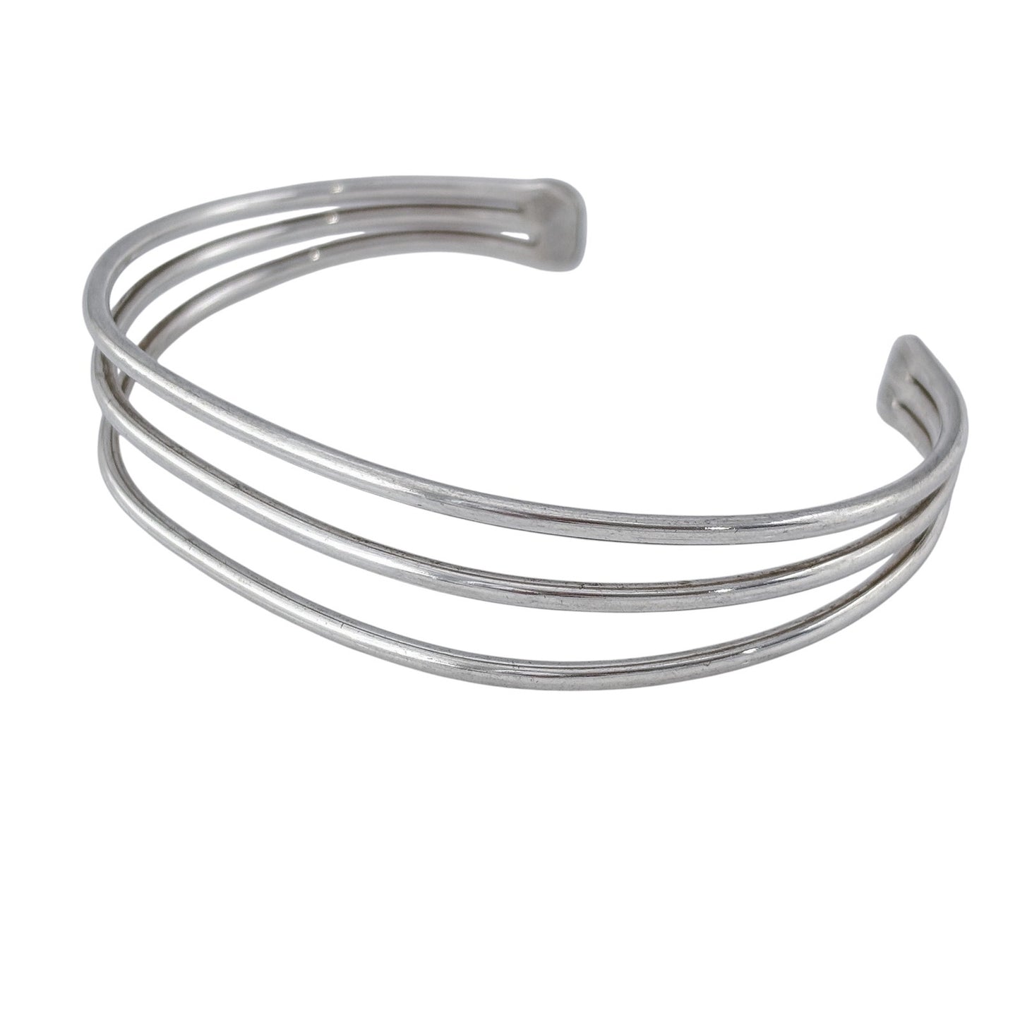 Vintage Sterling Silver 925 Triple Band Cuff Bracelet 7.25"