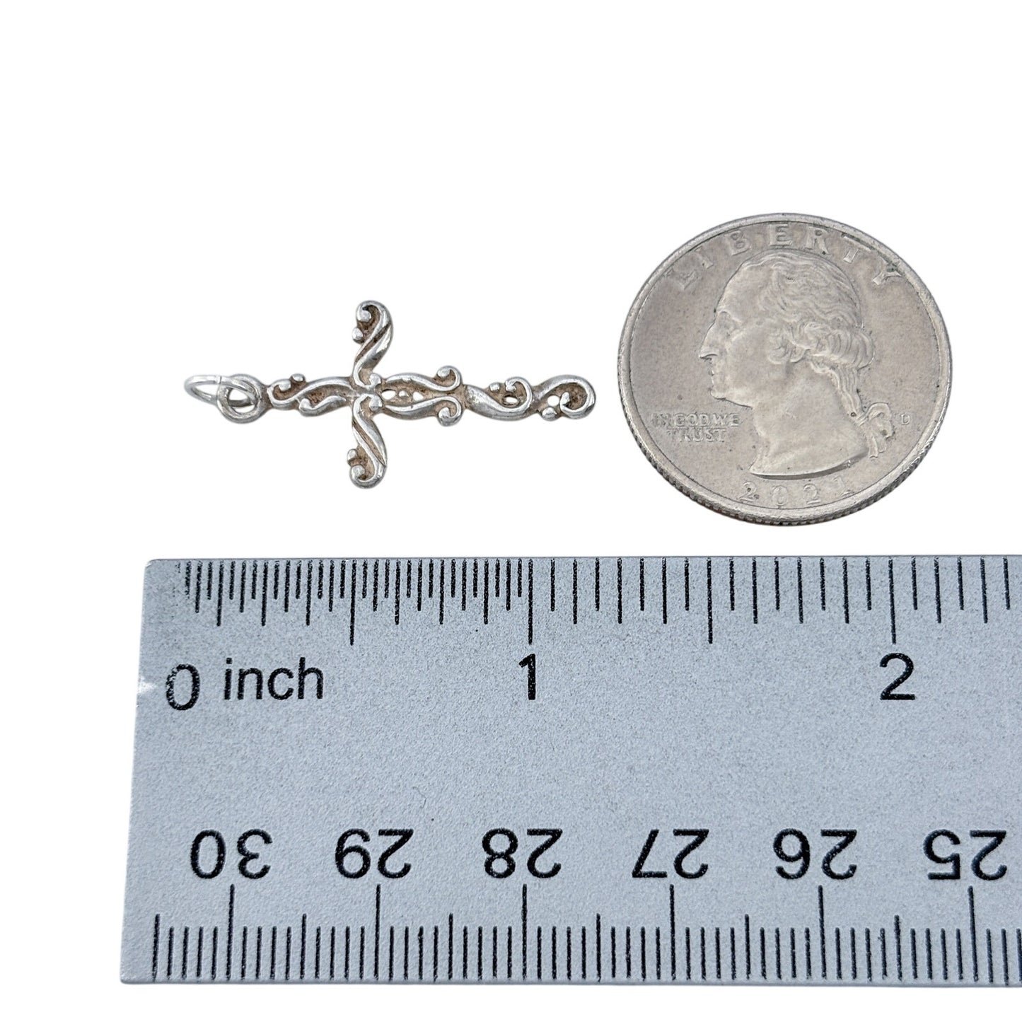 Vintage Sterling Silver 925 Ornate Scroll Cross Pendant