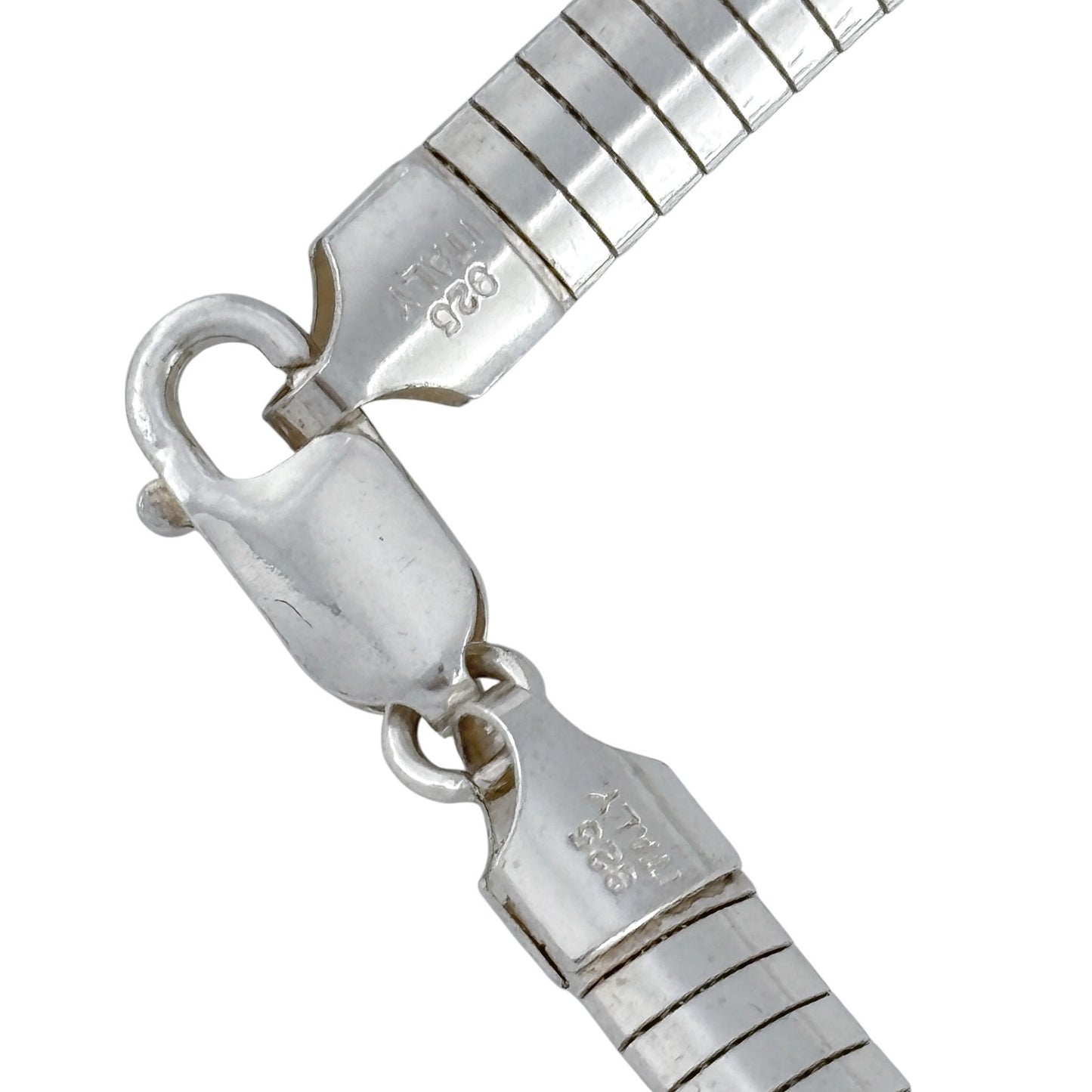 Vintage Italian Sterling Silver 925 Omega Link Chain Necklace 18"
