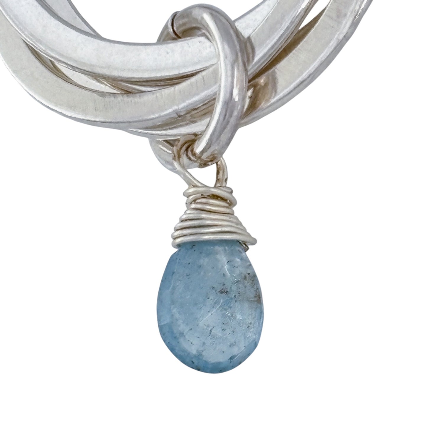Vintage Sterling Silver 925 Aquamarine Hoop Pendant