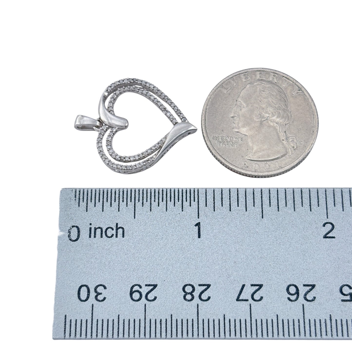 Vintage Sterling Silver 925 0.5ctw Diamond (Missing One) Heart Pendant