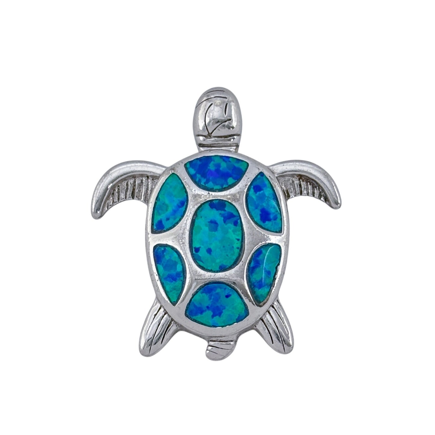 Vintage Sterling Silver 925 Blue Opal Turtle Pendant