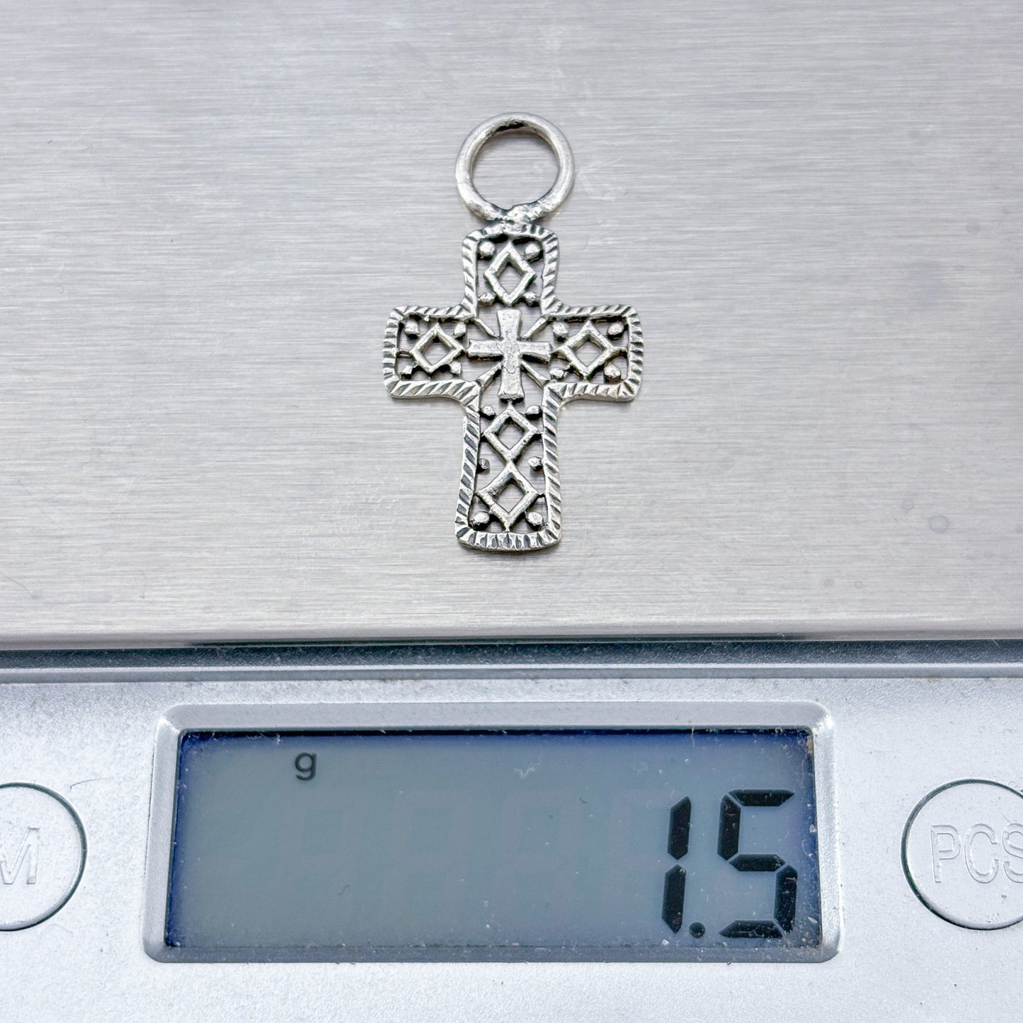 Vintage Sterling Silver 925 Ornate Filigree Cross Pendant