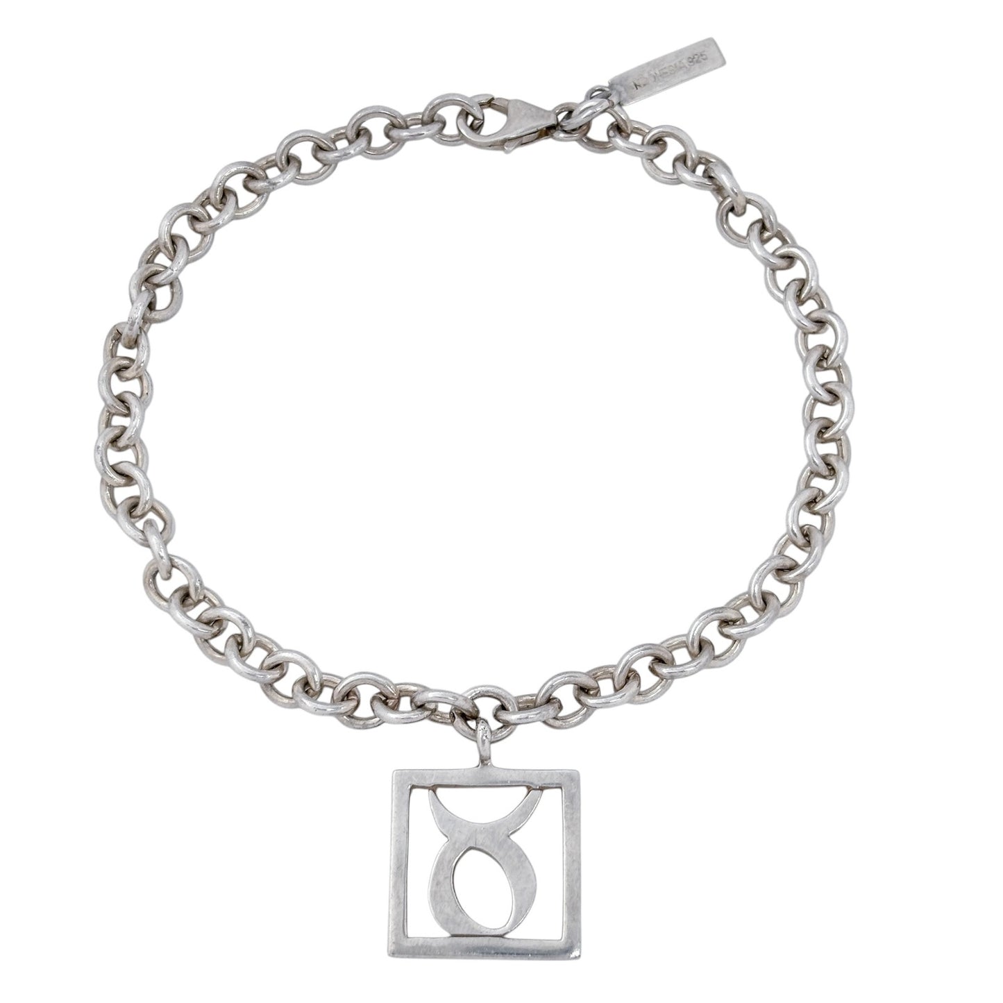 Vintage Sterling Silver 925 Taurus Zodiac Charm Bracelet 8"