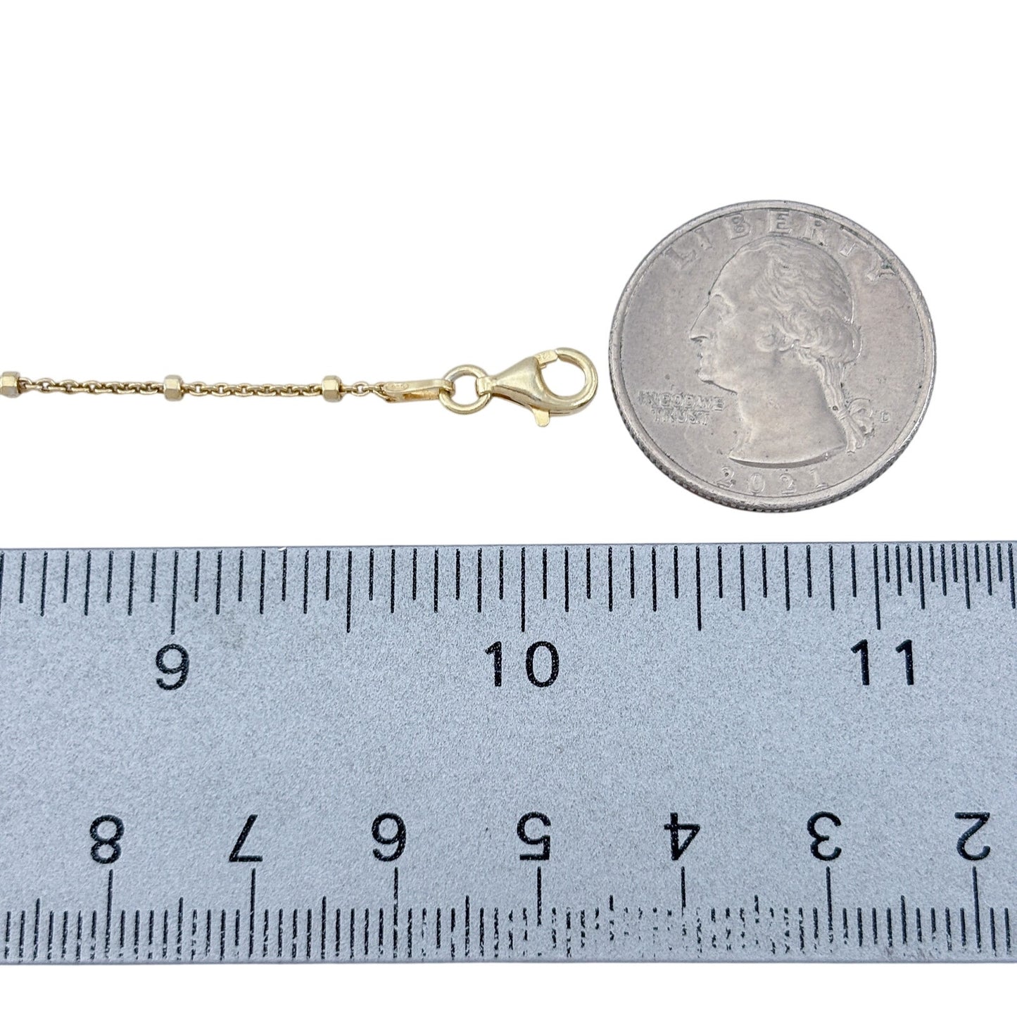 Vintage Sterling Silver 925 Gold Bead Station Anklet 9"-10"
