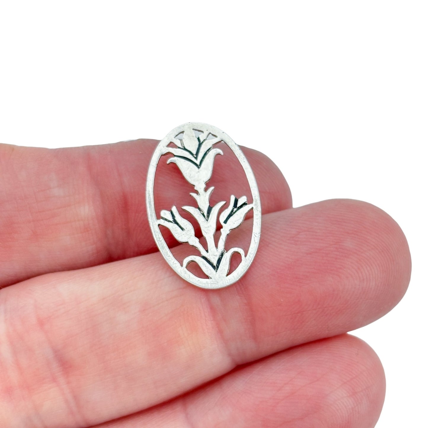 Vintage Sterling Silver 925 Floral Openwork Pendant
