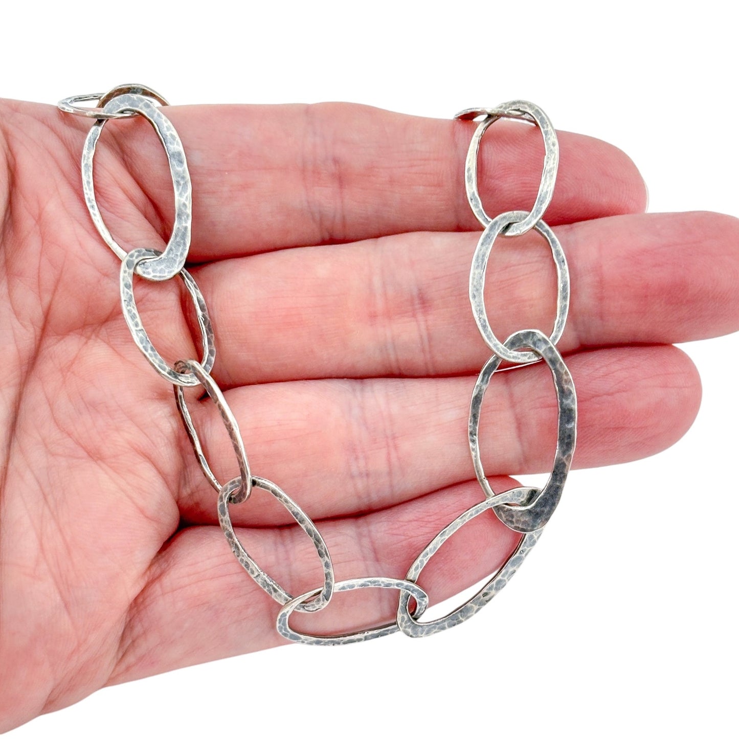 Retired Silpada Sterling Silver 925 Hammered Link Necklace 19" N1667
