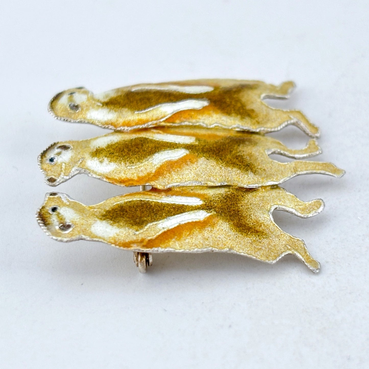 Vintage Sterling Silver 925 Meerkat Enamel Brooch