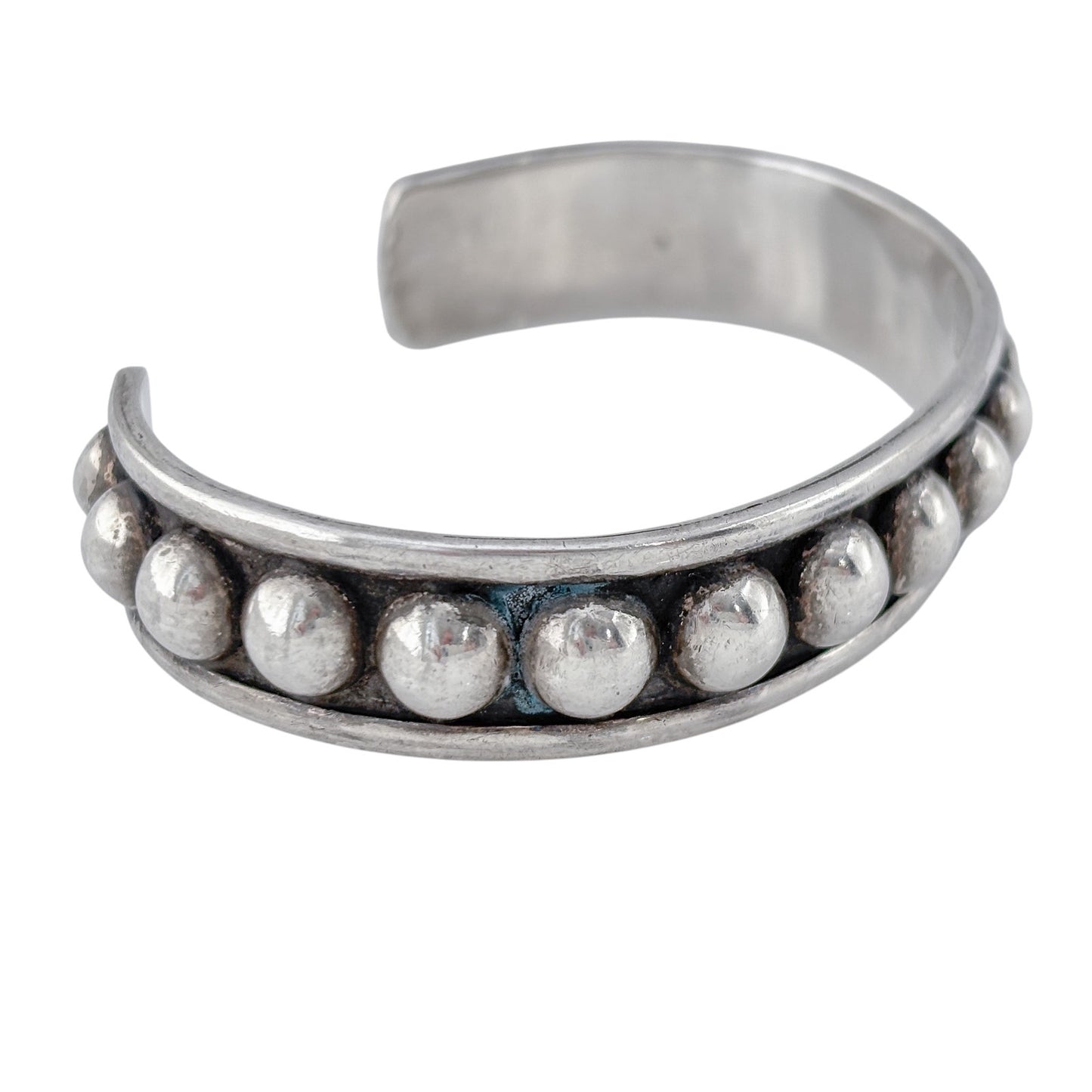 Vintage Mexico Taxco Sterling Silver 925 Dot Cuff Bracelet 7"