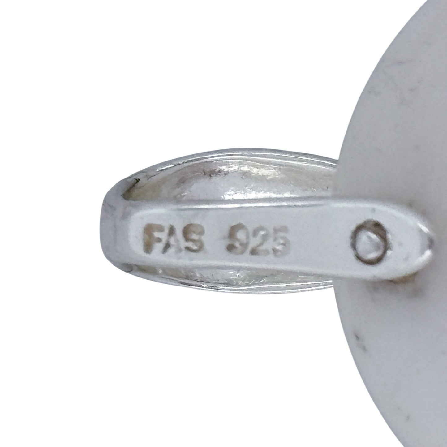 Vintage Sterling Silver 925 White Agate Disc Pendant