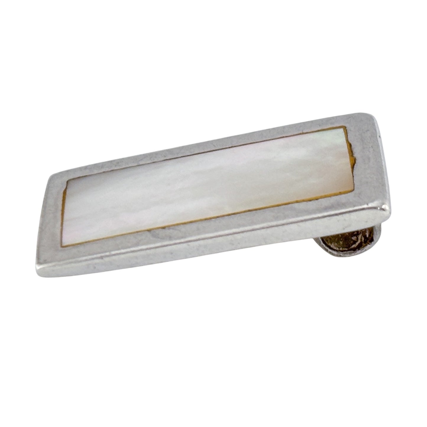 Vintage Sterling Silver 925 Mother of Pearl Rectangle Pendant