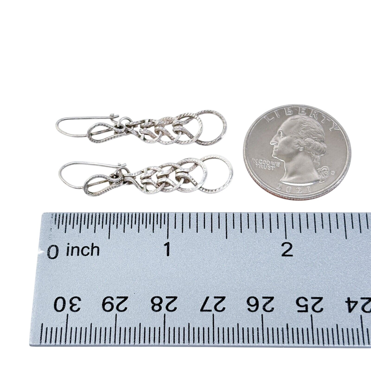 Vintage Silver-Tone Elegant Openwork Design Dangle Earrings