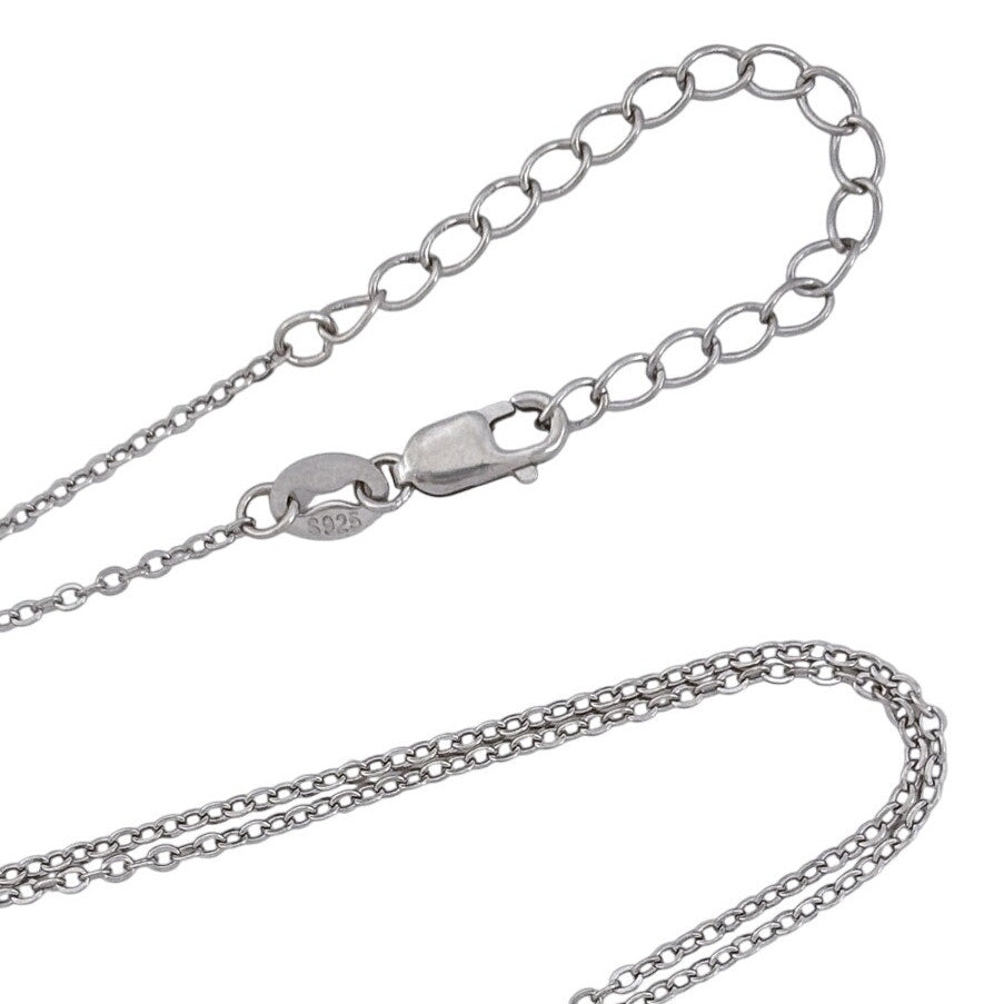Vintage Sterling Silver 925 Cable Link Chain Necklace 18.5"-20.5"