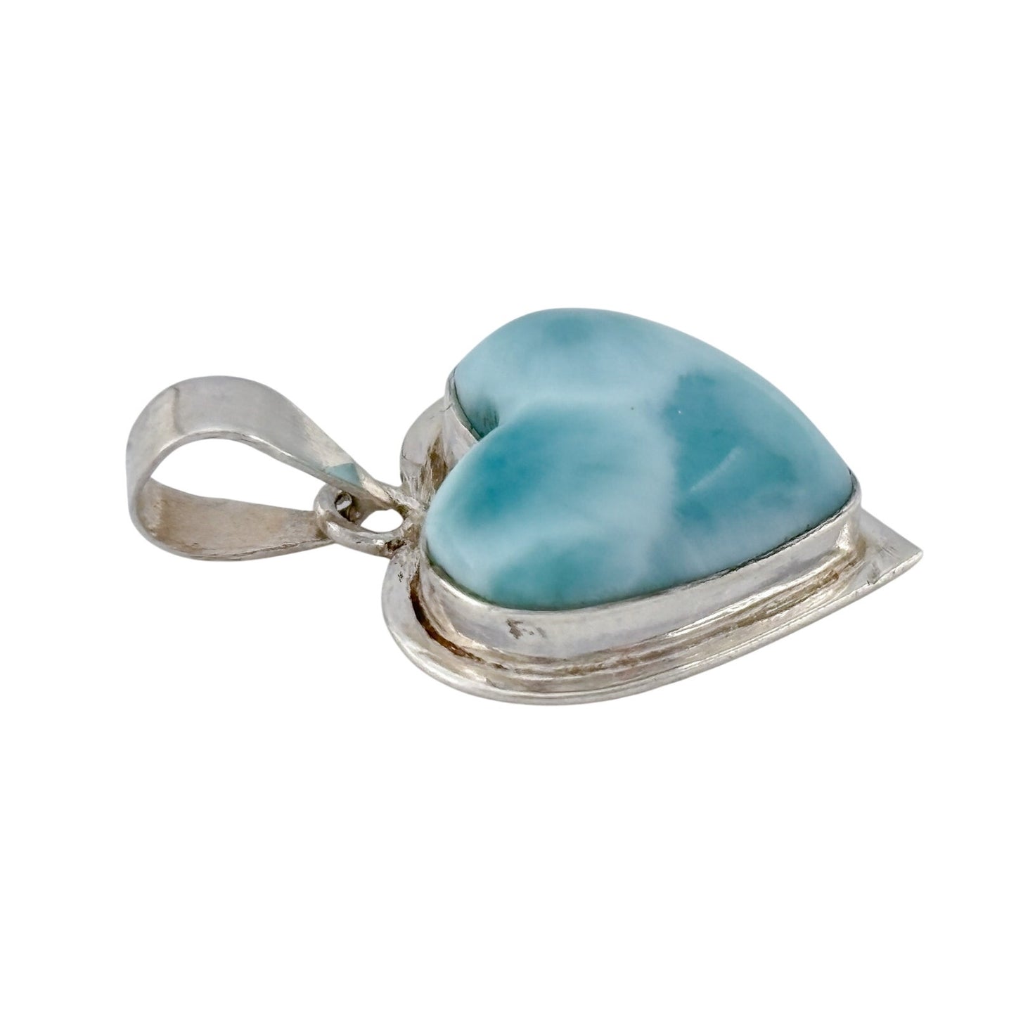 Vintage Sterling Silver 925 Larimar Heart Pendant