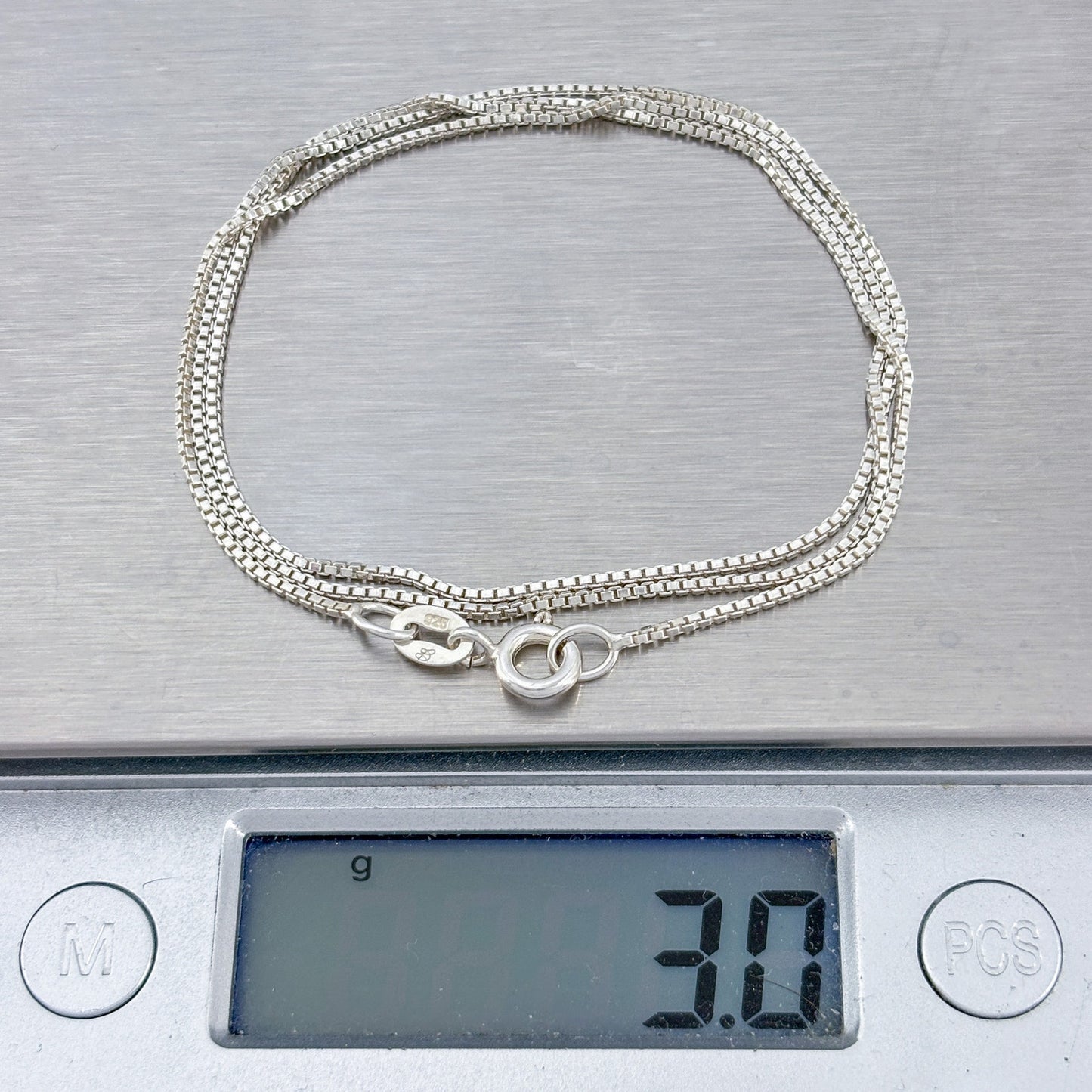 Vintage Sterling Silver 925 Box Link Chain Necklace 18"