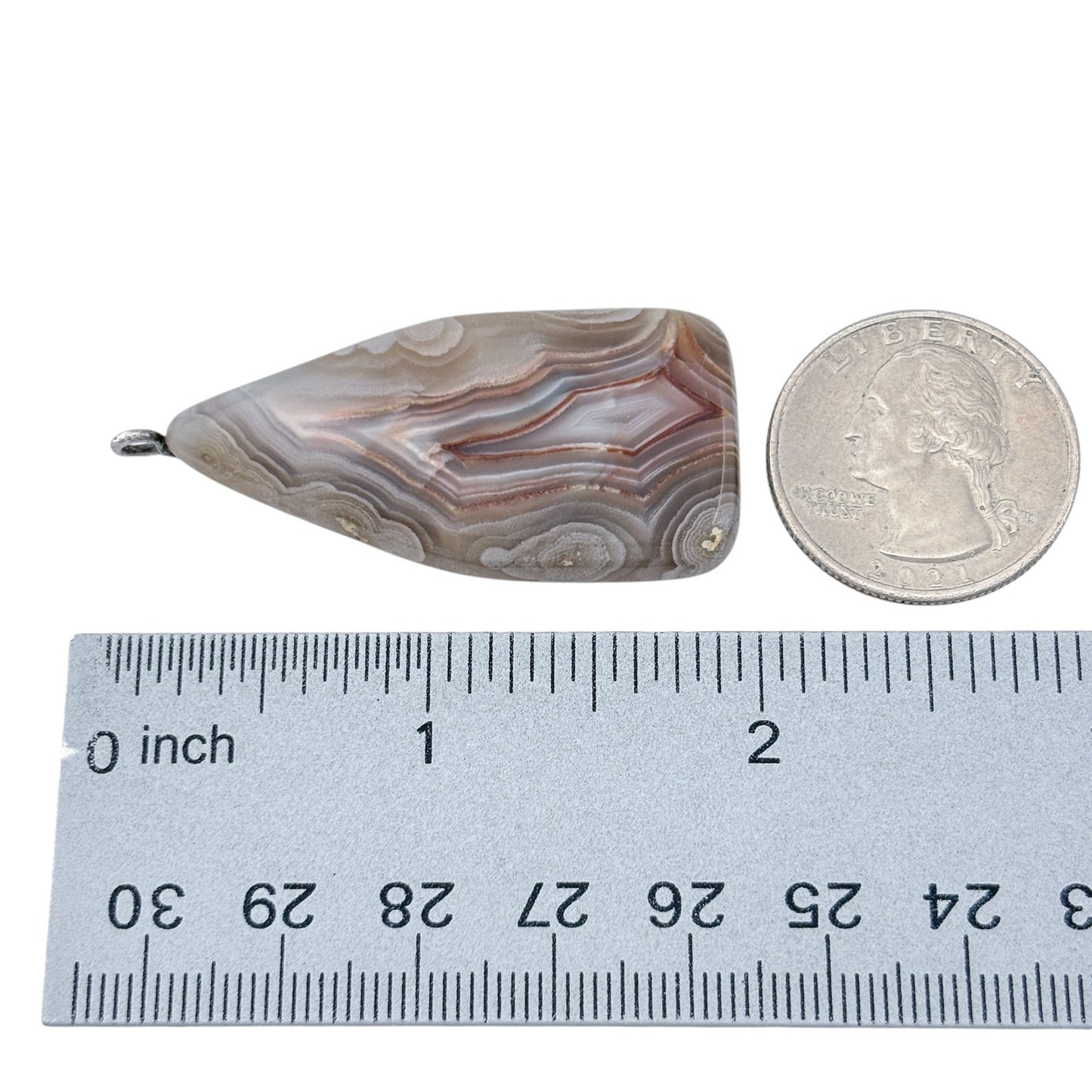 Vintage Sterling Silver 925 Gray Banded Agate Pendant