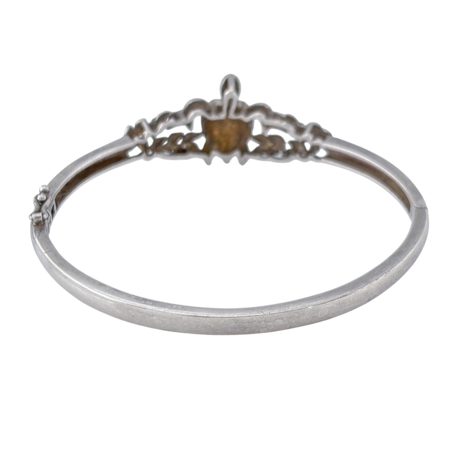 Vintage Sterling Silver 925 Cubic Zirconia Turtle Bangle 7"