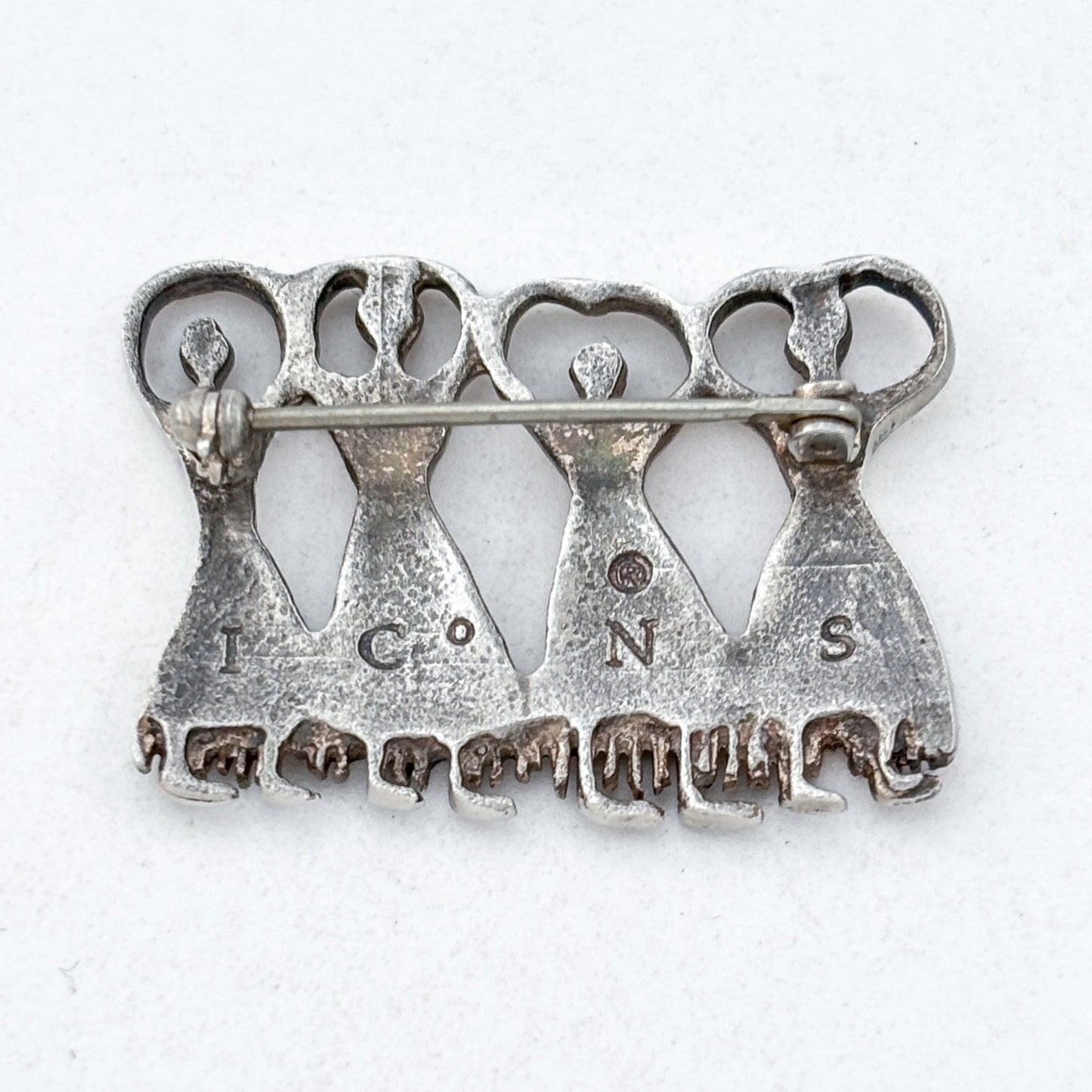 Vintage Sterling Silver 925 Greek Ritual Dancing Figures Brooch