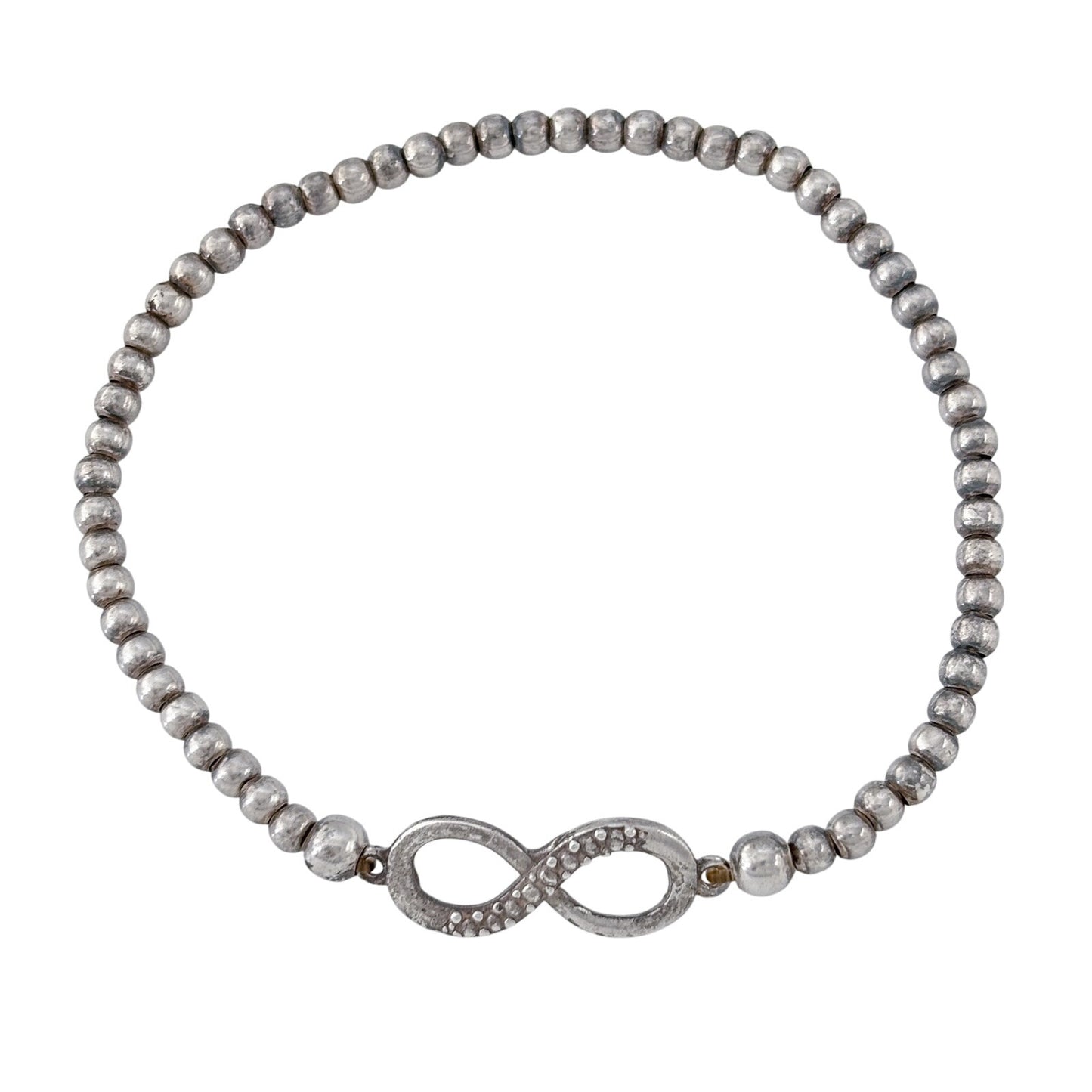 Vintage Sterling Silver Infinity Diamond Bead Bracelet 6.5"
