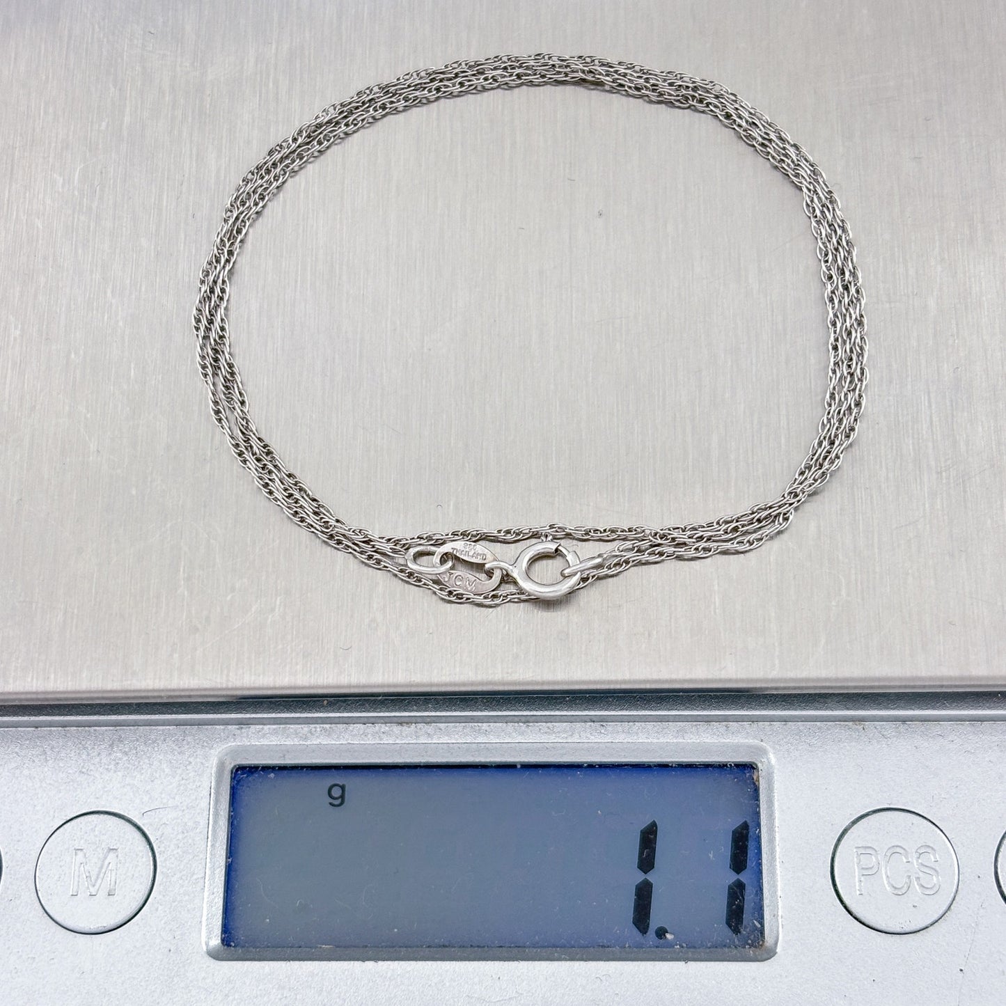 Vintage Sterling Silver 925 Rope Chain Necklace 18"