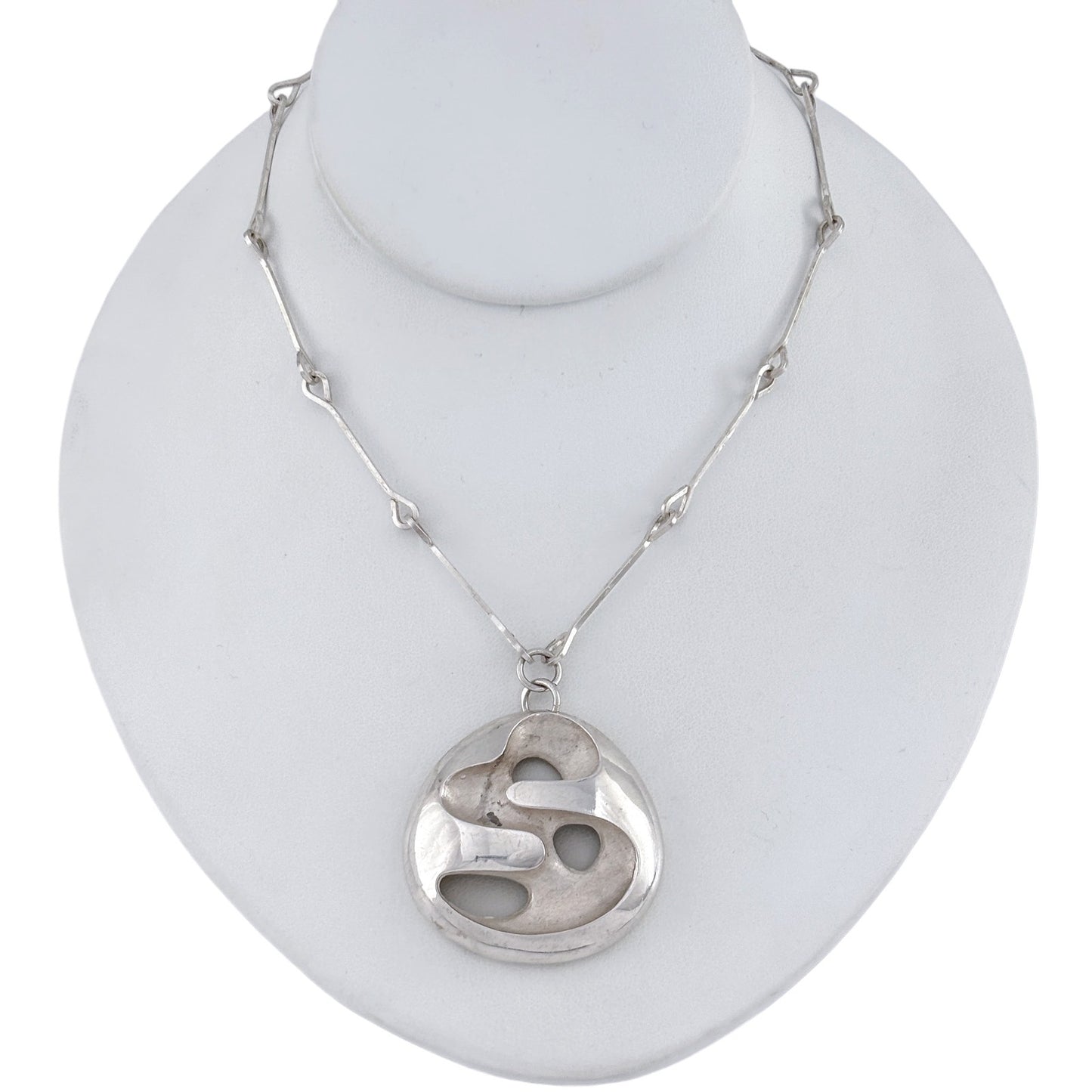 Vintage Sterling Silver 925 Abstract Pendant Necklace 24"