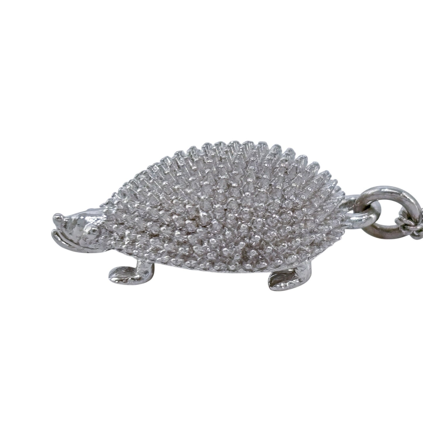Vintage Sterling Silver 925 Hedgehog Pendant Necklace 15.5"-17.5"