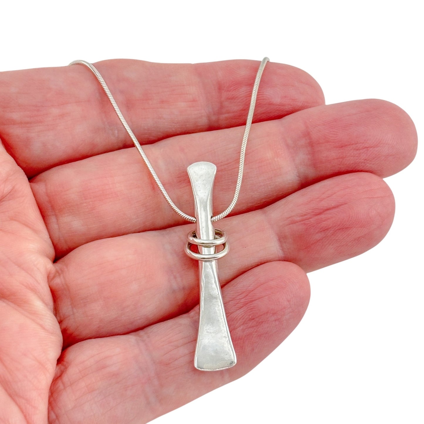Vintage Sterling Silver 925 Modern Pendant Necklace 16"