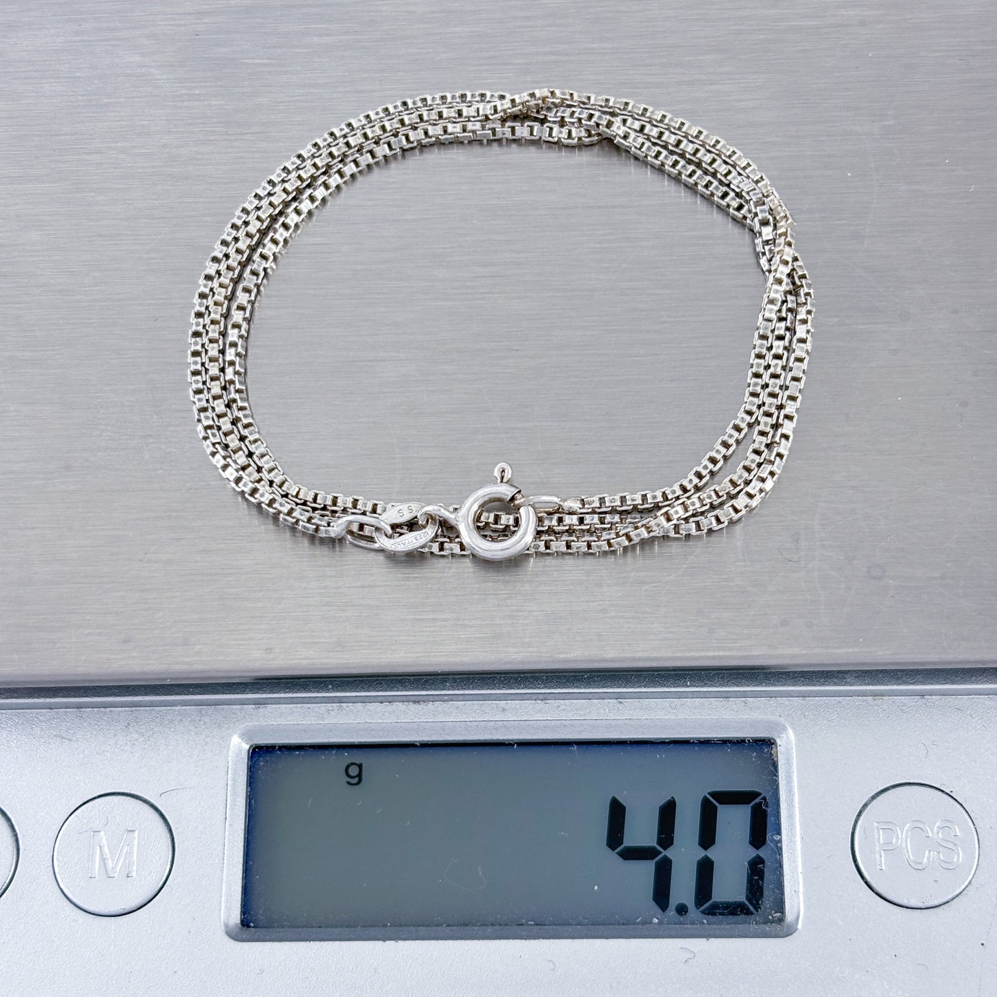 Vintage Italian Sterling Silver 925 Box Link Chain Necklace 16"