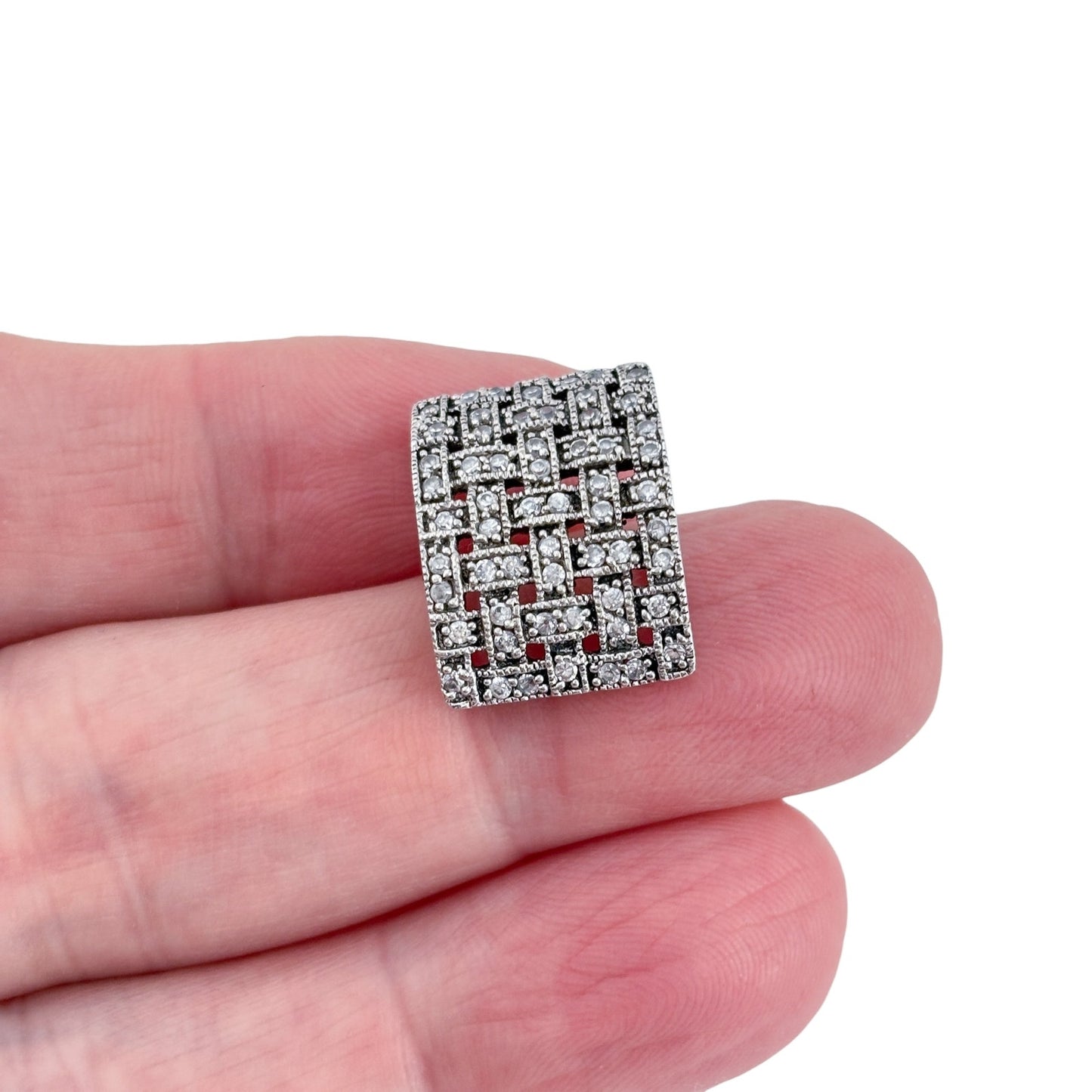 Vintage Sterling Silver 925 Cubic Zirconia Lattice Pendant