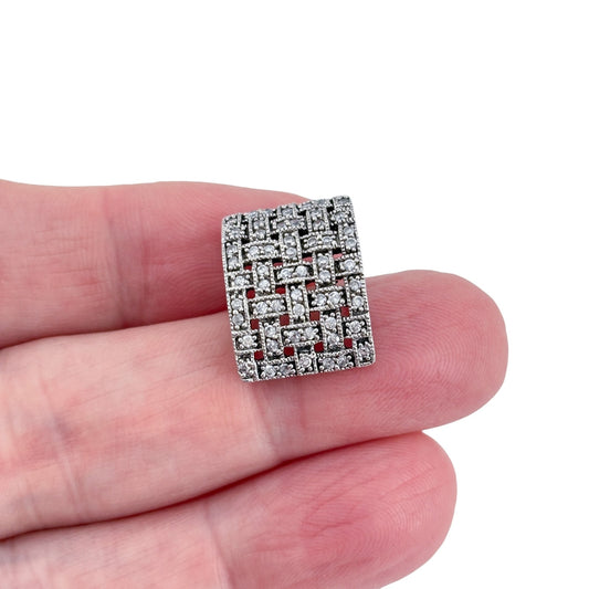 Vintage Sterling Silver 925 Cubic Zirconia Lattice Pendant
