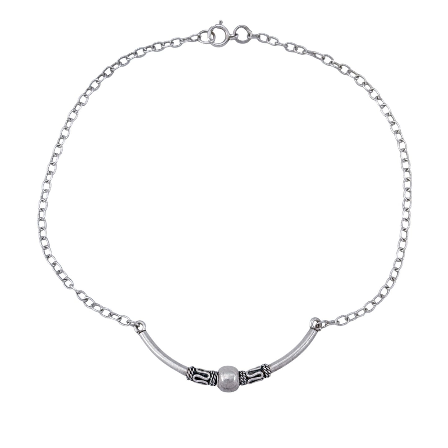 Vintage Sterling Silver 925 Bali-Style Anklet 9"