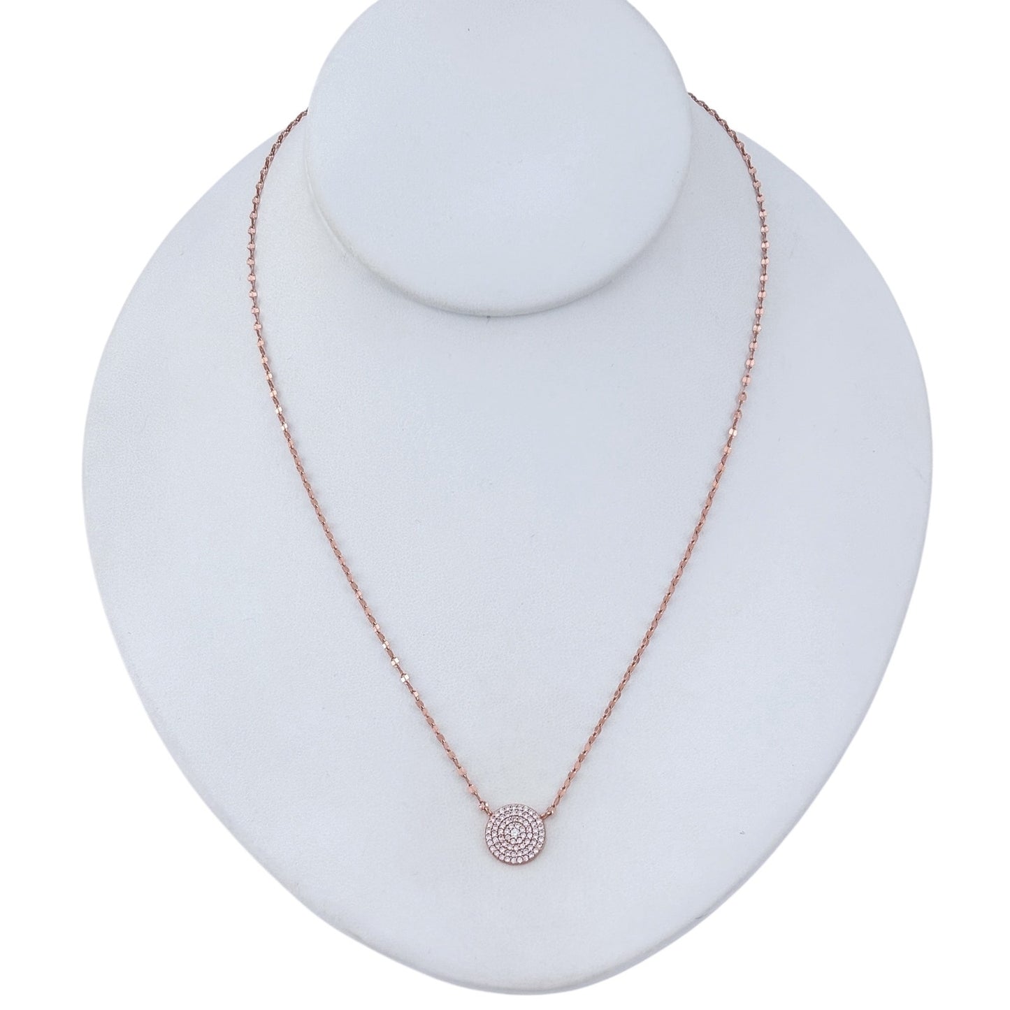 Vintage Rose Gold-Tone Sterling Silver 925 Cubic Zirconia Necklace 18"-20"