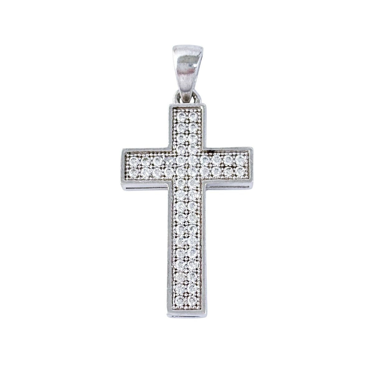 Vintage Sterling Silver 925 Cubic Zirconia Cross Pendant