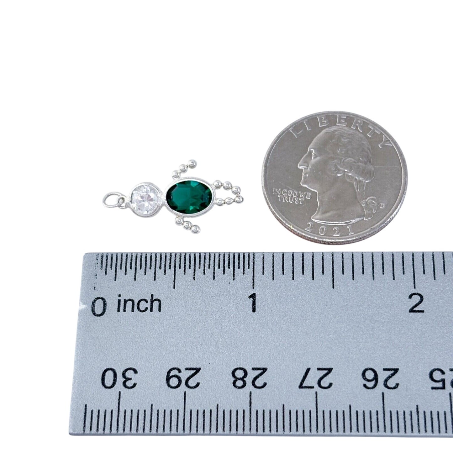 Vintage Sterling Silver 925 Green Cubic Zirconia Boy Charm Pendant