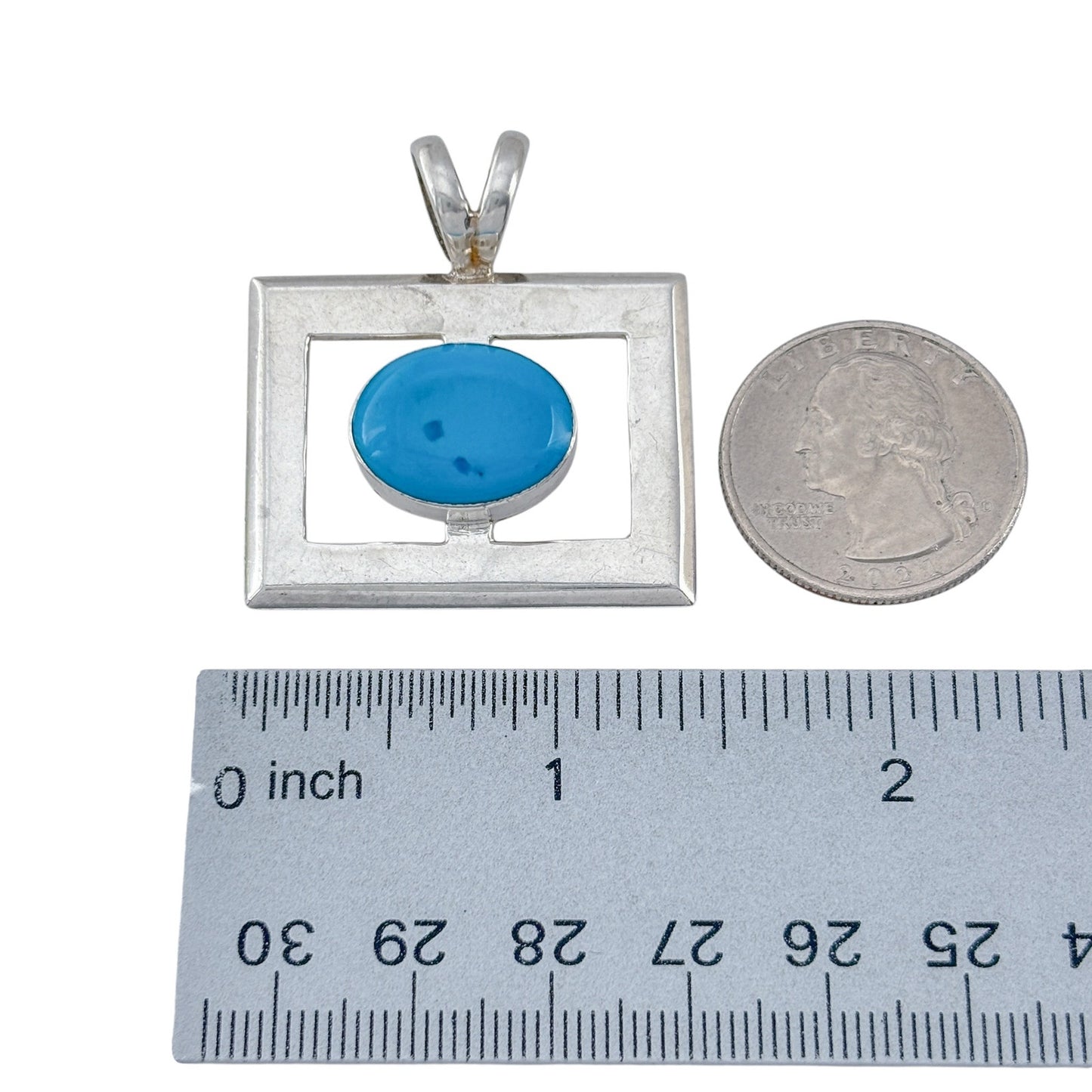 Vintage Mexico Taxco Sterling Silver 925 Turquoise Pendant