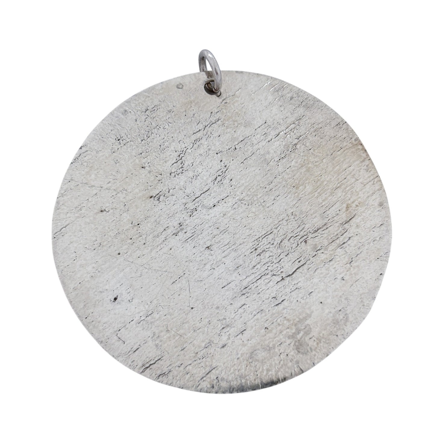 Vintage Sterling Silver 925 Large Textured Disc Pendant