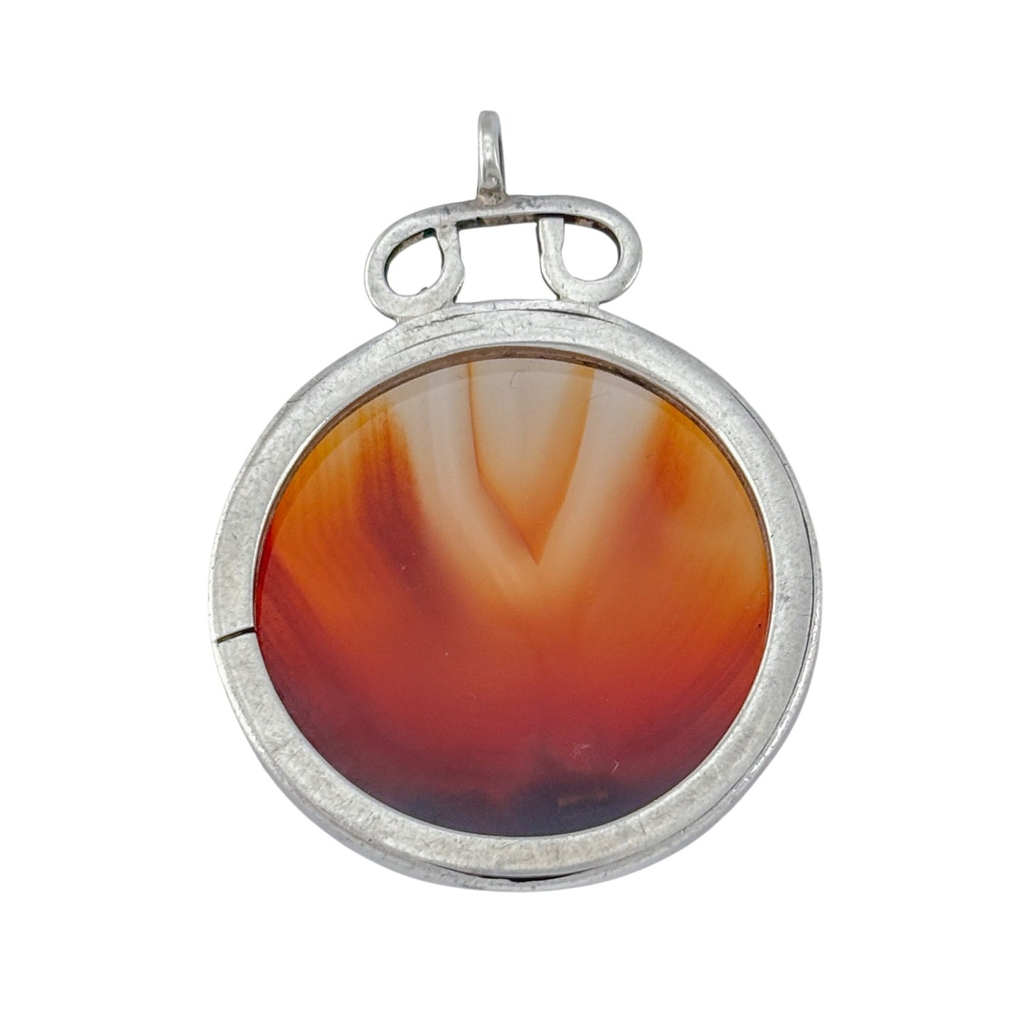 Vintage Sterling Silver 925 Banded Agate Pendant