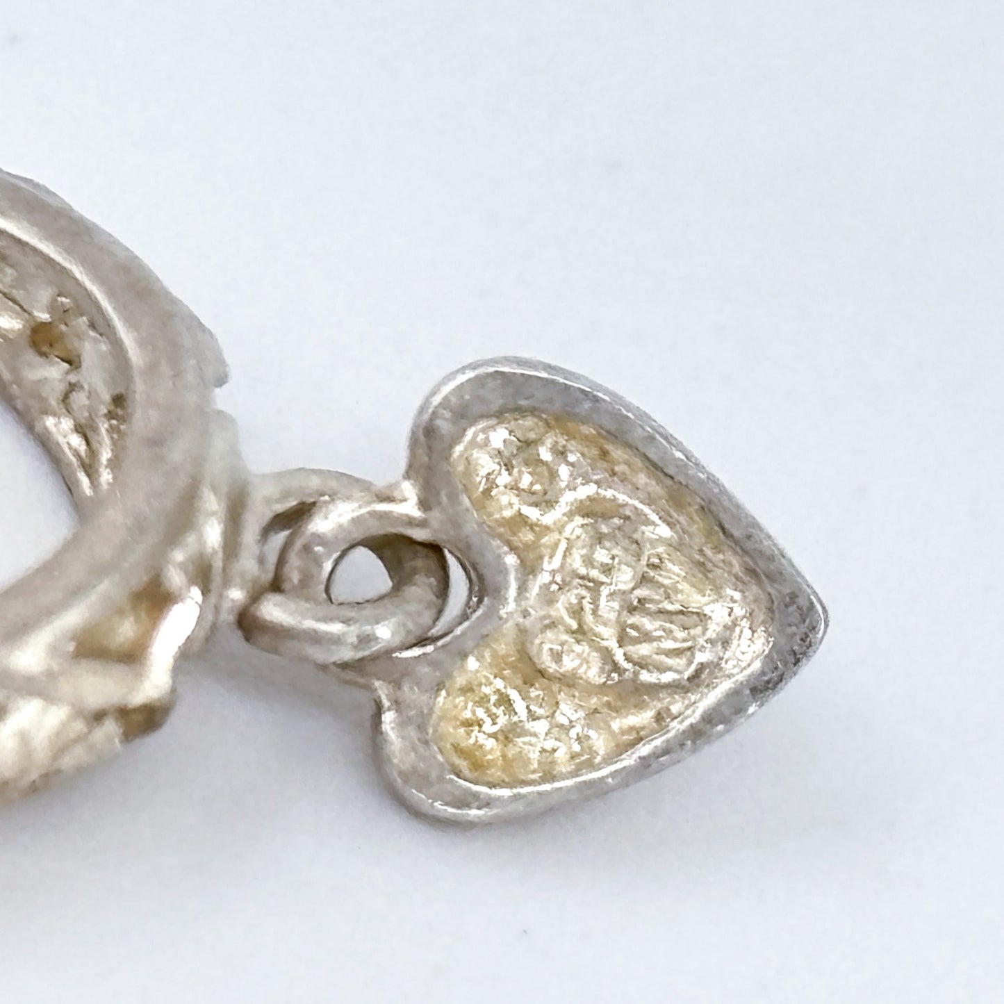 Vintage Sterling Silver 925 Heart Dangle Bracelet Charm